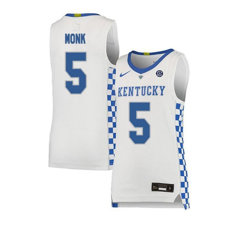 Men 5 Malik Monk White Elite Kentucky Wildcats Basketball Jersey