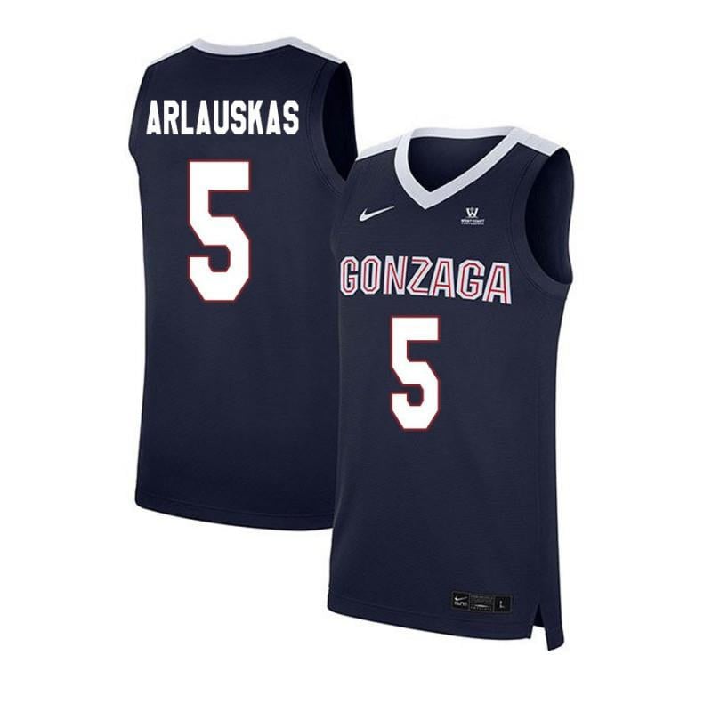 Men 5 Martynas Arlauskas Navy Elite Gonzaga Bulldogs Basketball Jersey
