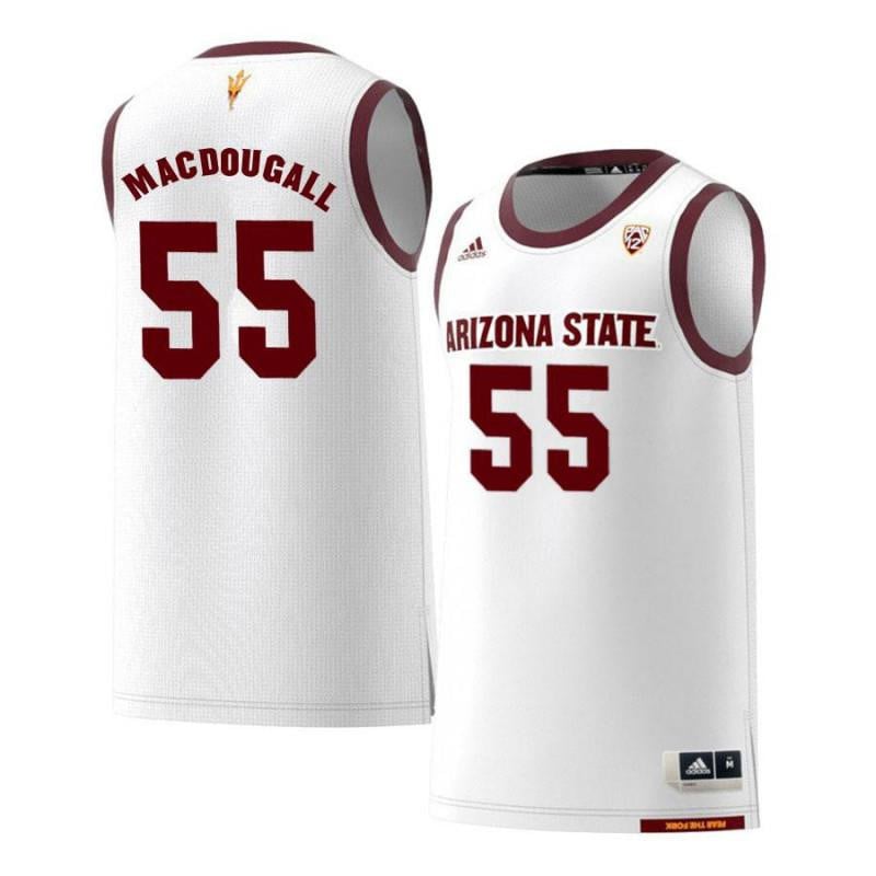 Men 55 Connor Macdougall White Retro Arizona State Sun Devils Basketball Jersey
