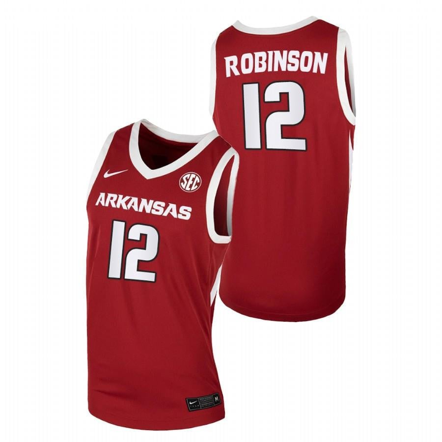 Men Arkansas Razorbacks 12 Cardinal Khalen Robinson Away College Basketball Jersey