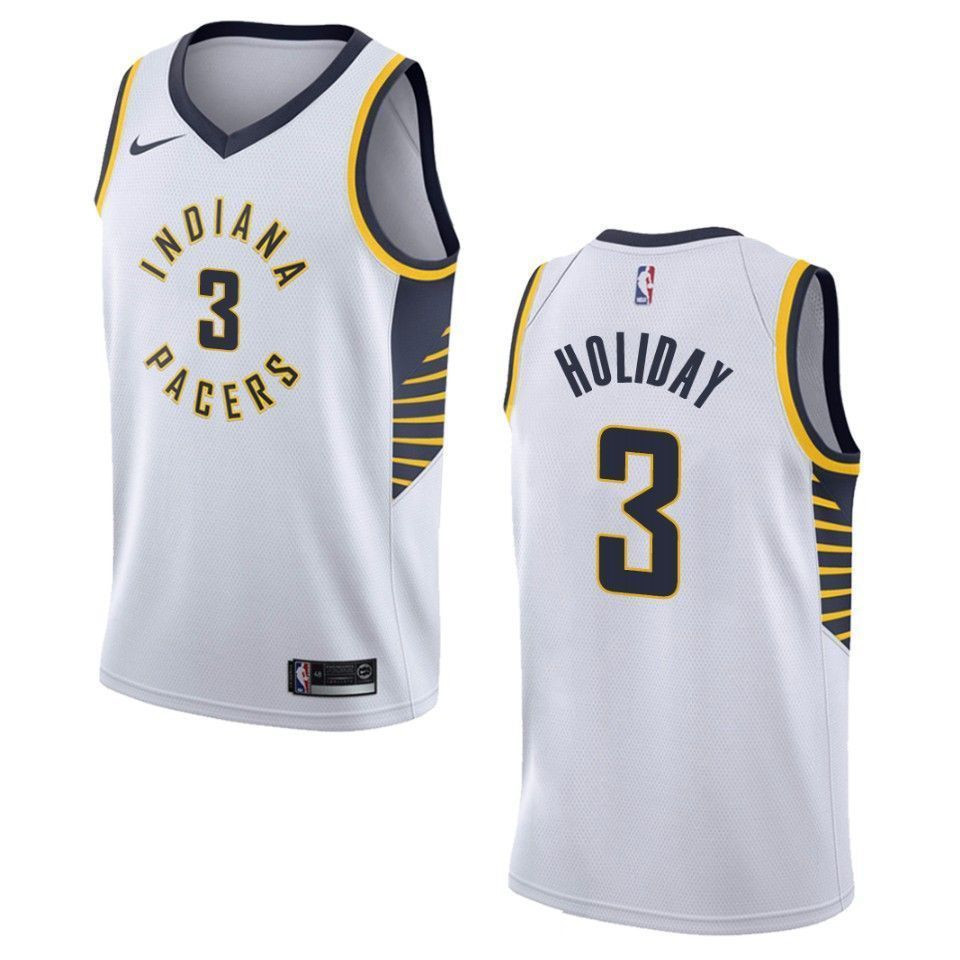 Men Indiana Pacers 3 Aaron Holiday Association Swingman Jersey - White