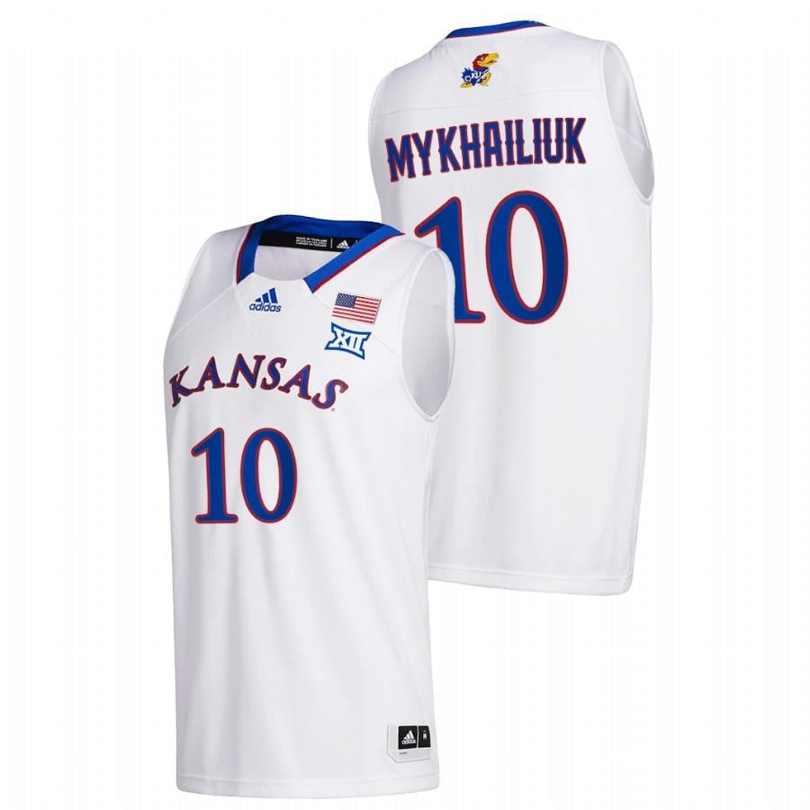 Men Kansas Jayhawks 10 White Sviatoslav Mykhailiuk College Basketball Jersey