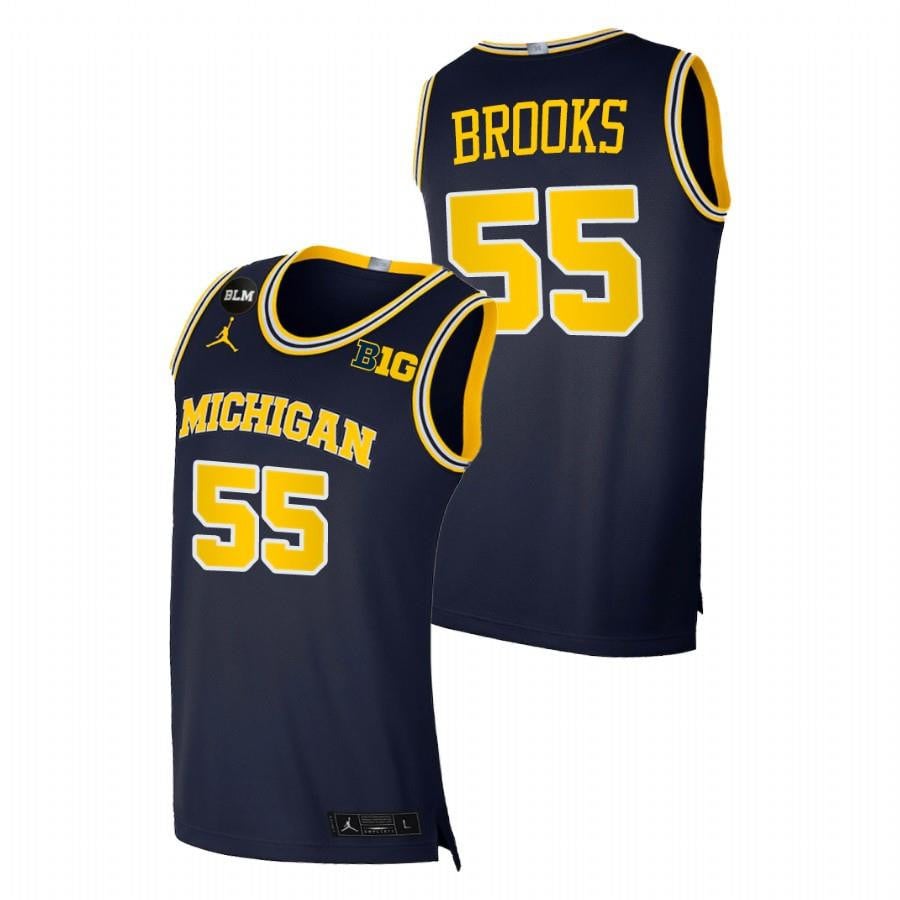Men Michigan Wolverines Eli Brooks 55 Navy College Basketball Blm Jersey