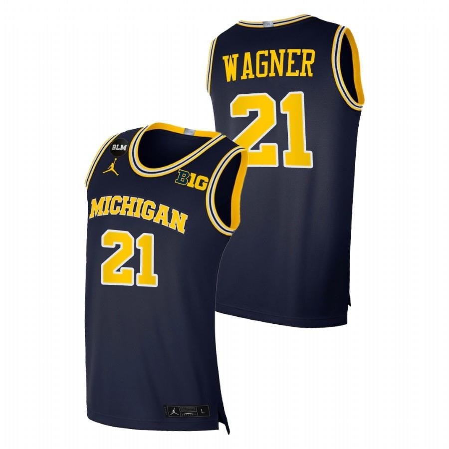 Men Michigan Wolverines Franz Wagner 21 Navy College Basketball Blm Jersey