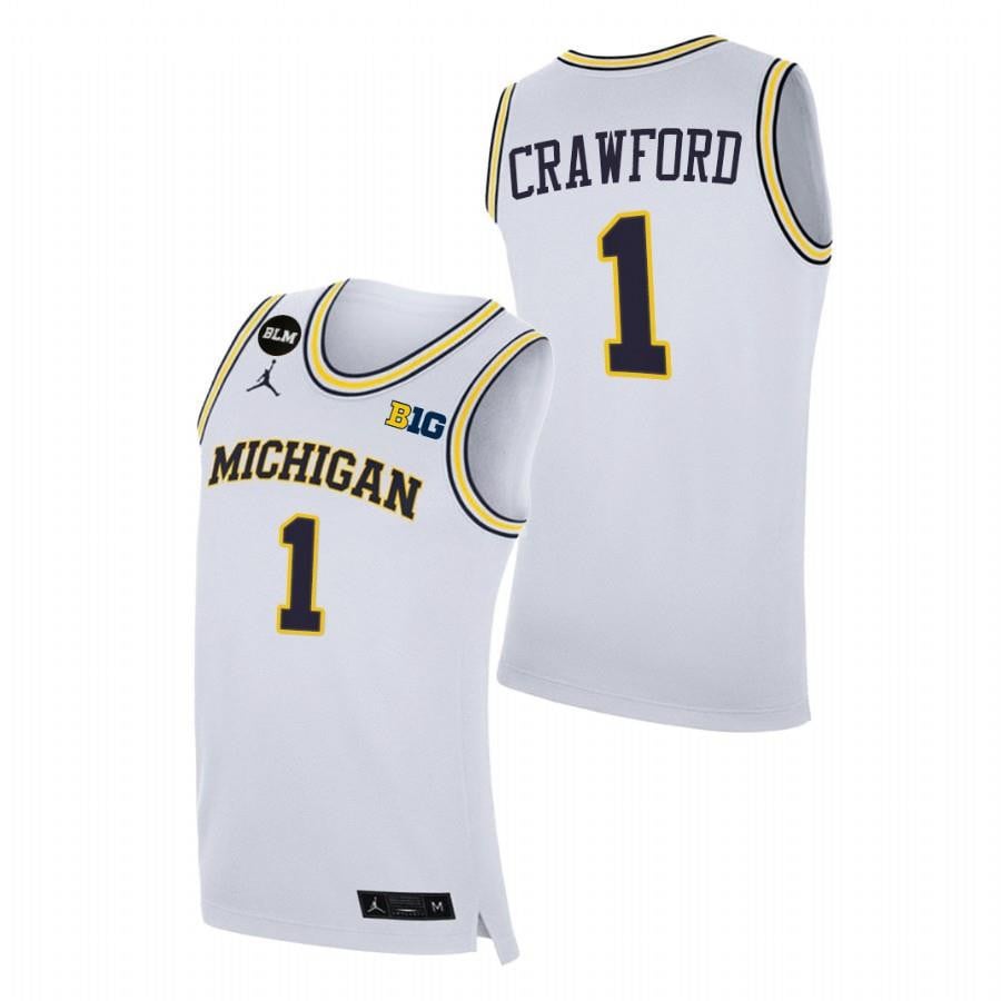 Men Michigan Wolverines Jamal Crawford 1 White College Basketball Blm Jersey