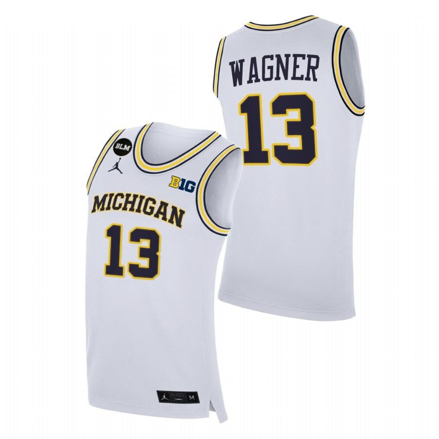 Men Michigan Wolverines Moritz Wagner 13 White College Basketball Blm Jersey