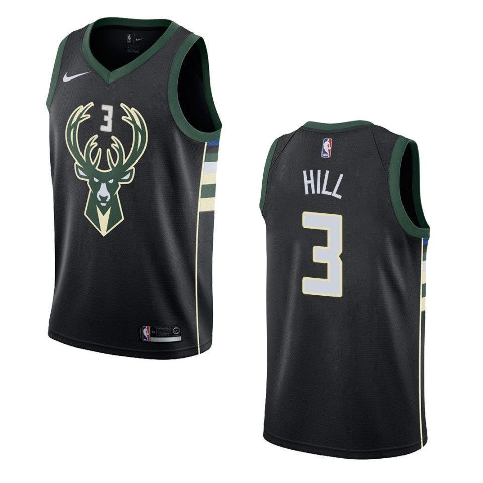Men Milwaukee Bucks 3 George Hill Statement Swingman Jersey - Black