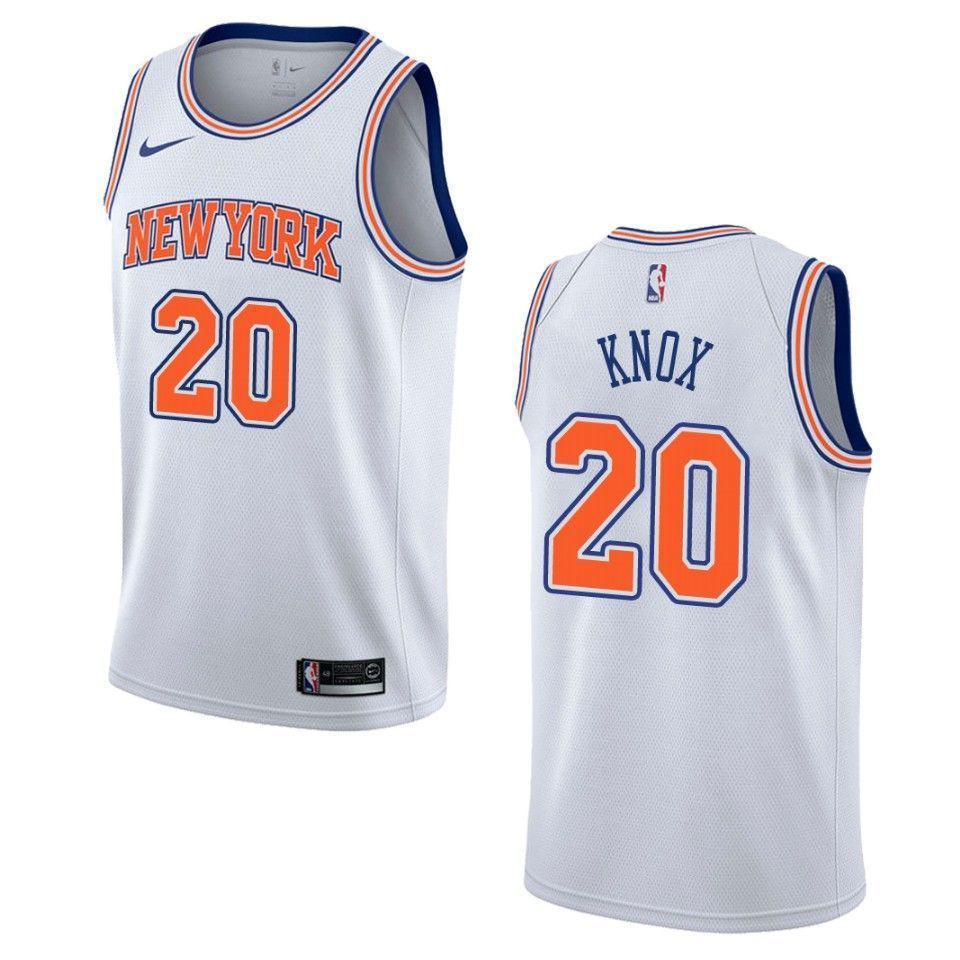 Men New York Knicks 20 Kevin Knox Statement Swingman Jersey - White