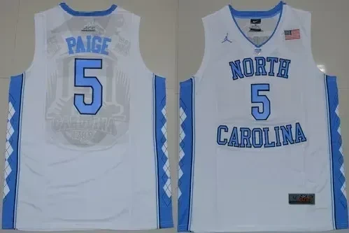 Men North Carolina 5 Marcus Paige College Basketball Jersey White Jersey