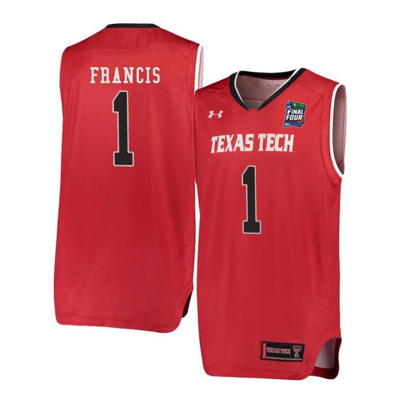 Men Under Armour 1 Brandone Francis Red Texas Tech Red Raiders Basketball Jersey