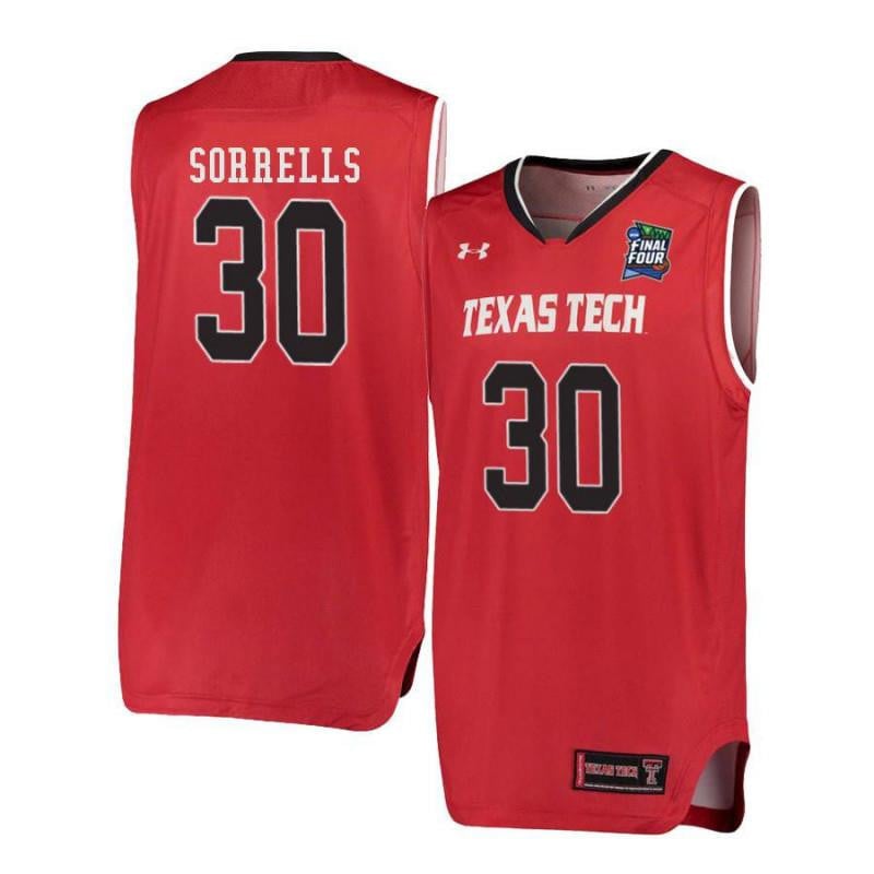 Men Under Armour 30 Andrew Sorrells Red Texas Tech Red Raiders Basketball Jersey
