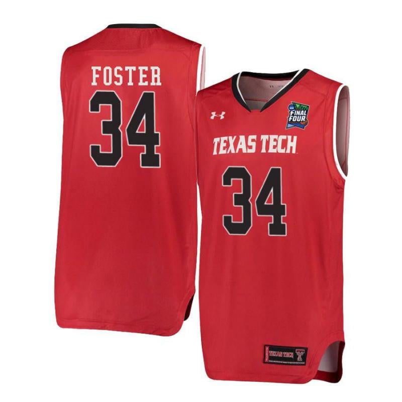 Men Under Armour 34 Alex Foster Red Texas Tech Red Raiders Basketball Jersey
