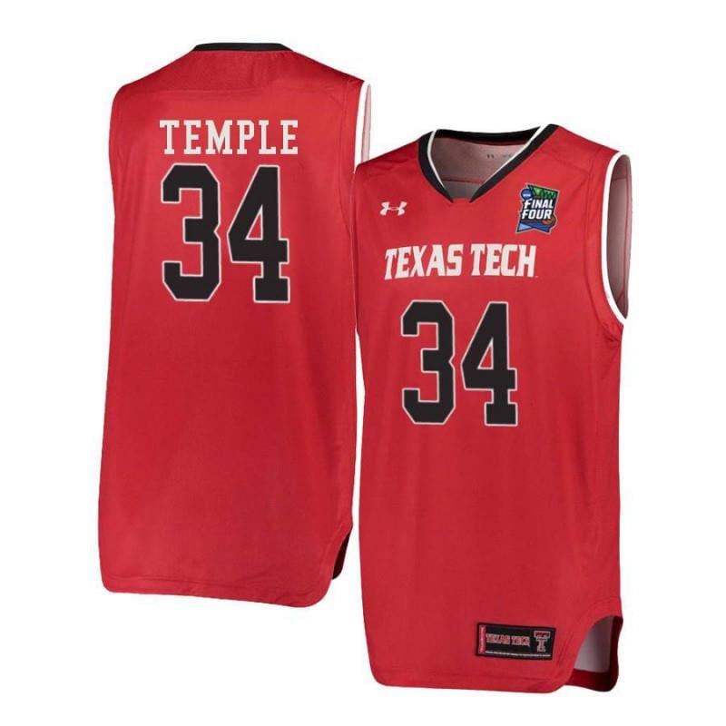 Men Under Armour 34 Matthew Temple Red Texas Tech Red Raiders Basketball Jersey