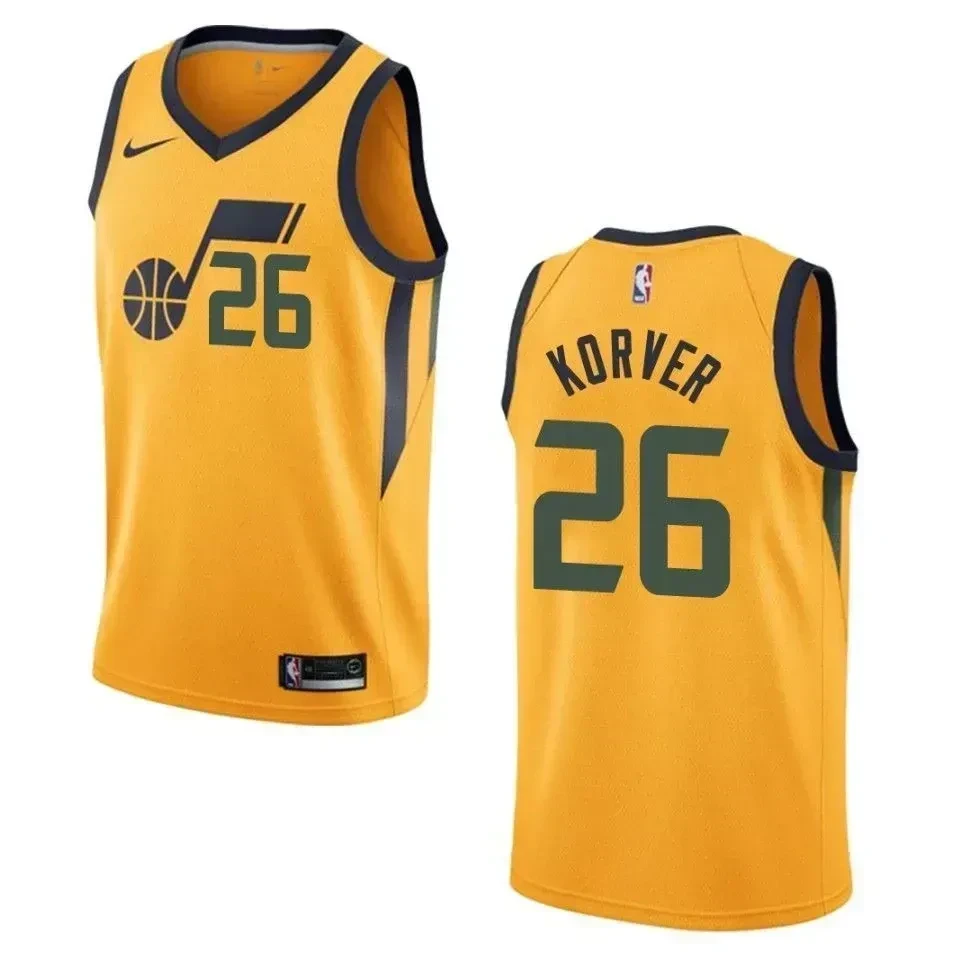 Men Utah Jazz 26 Kyle Korver Statement Swingman Jersey - Gold