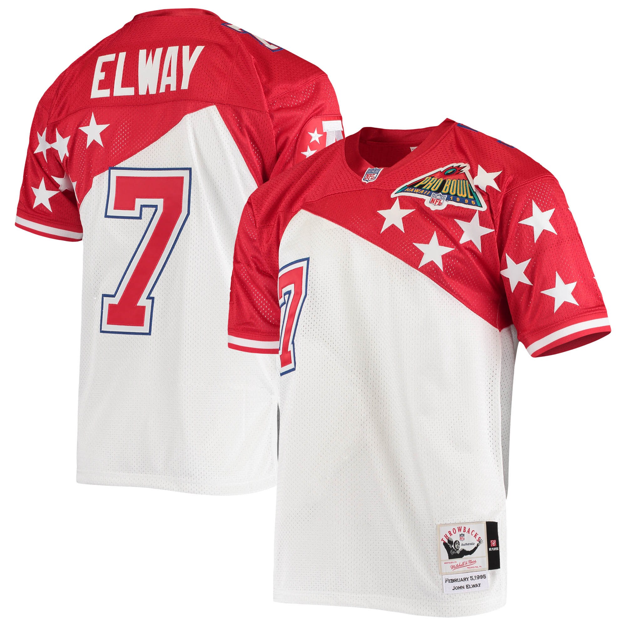 Men's Afc John Elway Mitchell & Ness White/red 1995 Pro Bowl Jersey Js8786