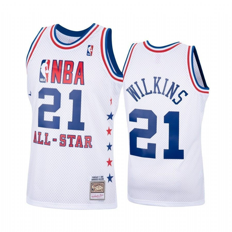 Men's All Star Dominique Wilkins 21 White Hardwood Classics Jersey