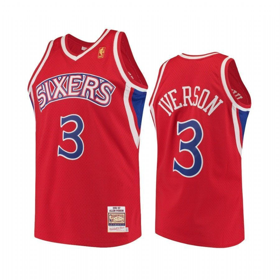 Men's Allen Iverson Philadelphia 76ers Hardwood Classics Red Jersey