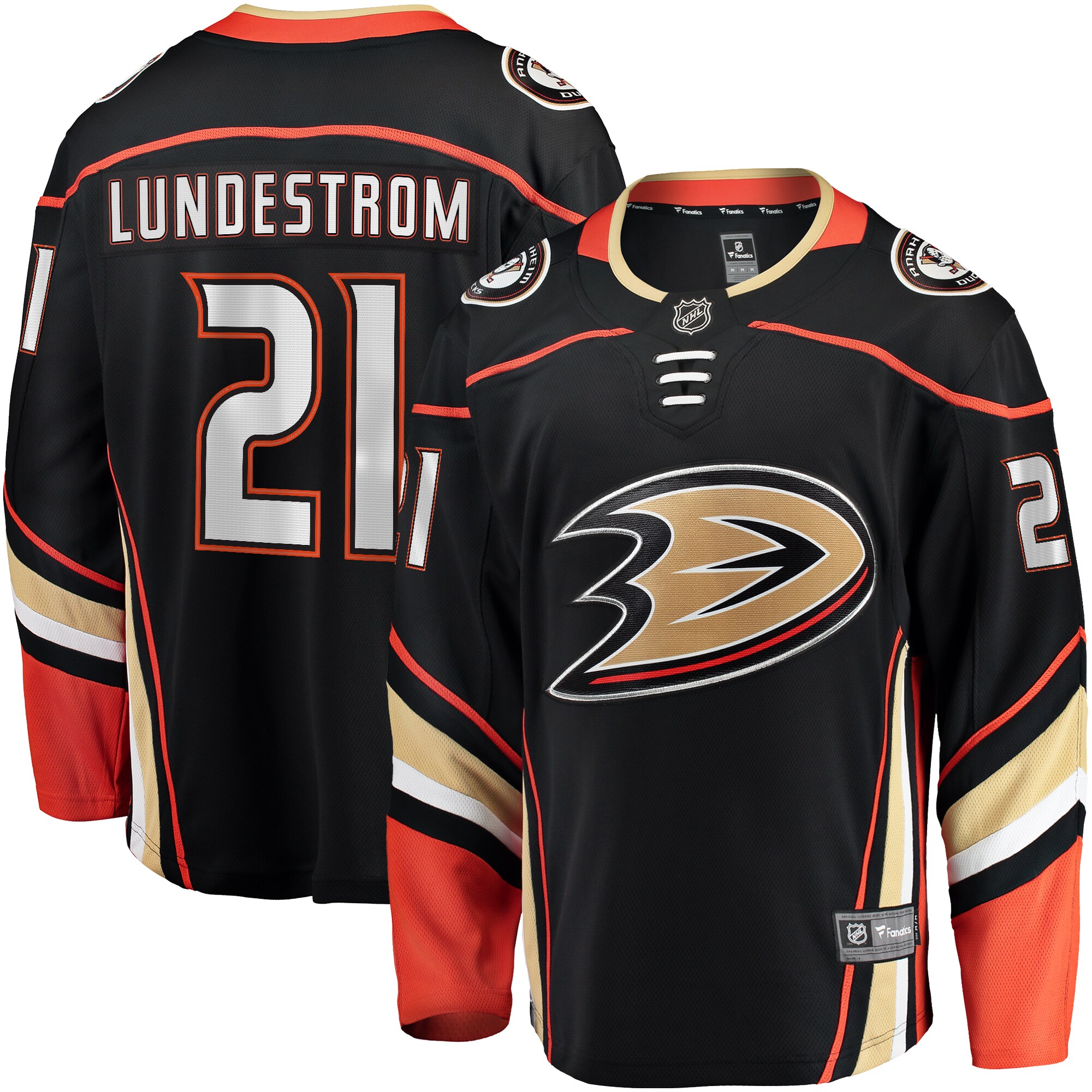 Men's Anaheim Ducks Isac Lundestrom Black Home Breakaway Jersey
