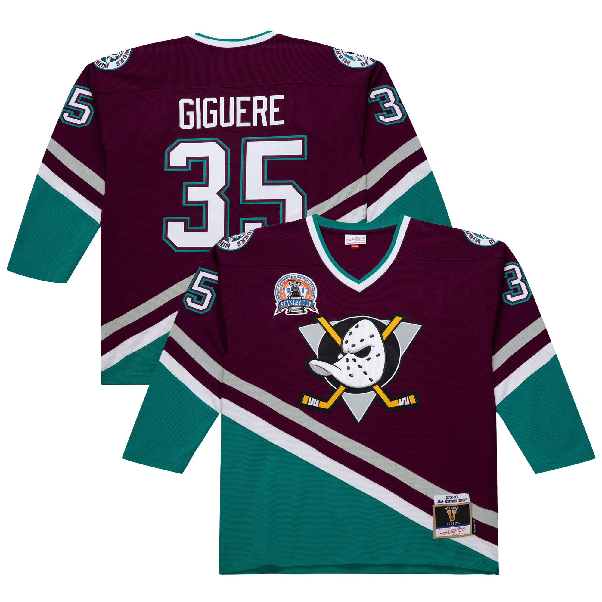 Men's Anaheim Ducks Jean-sebastien Giguere Purple 2002-03 Power Play Jersey