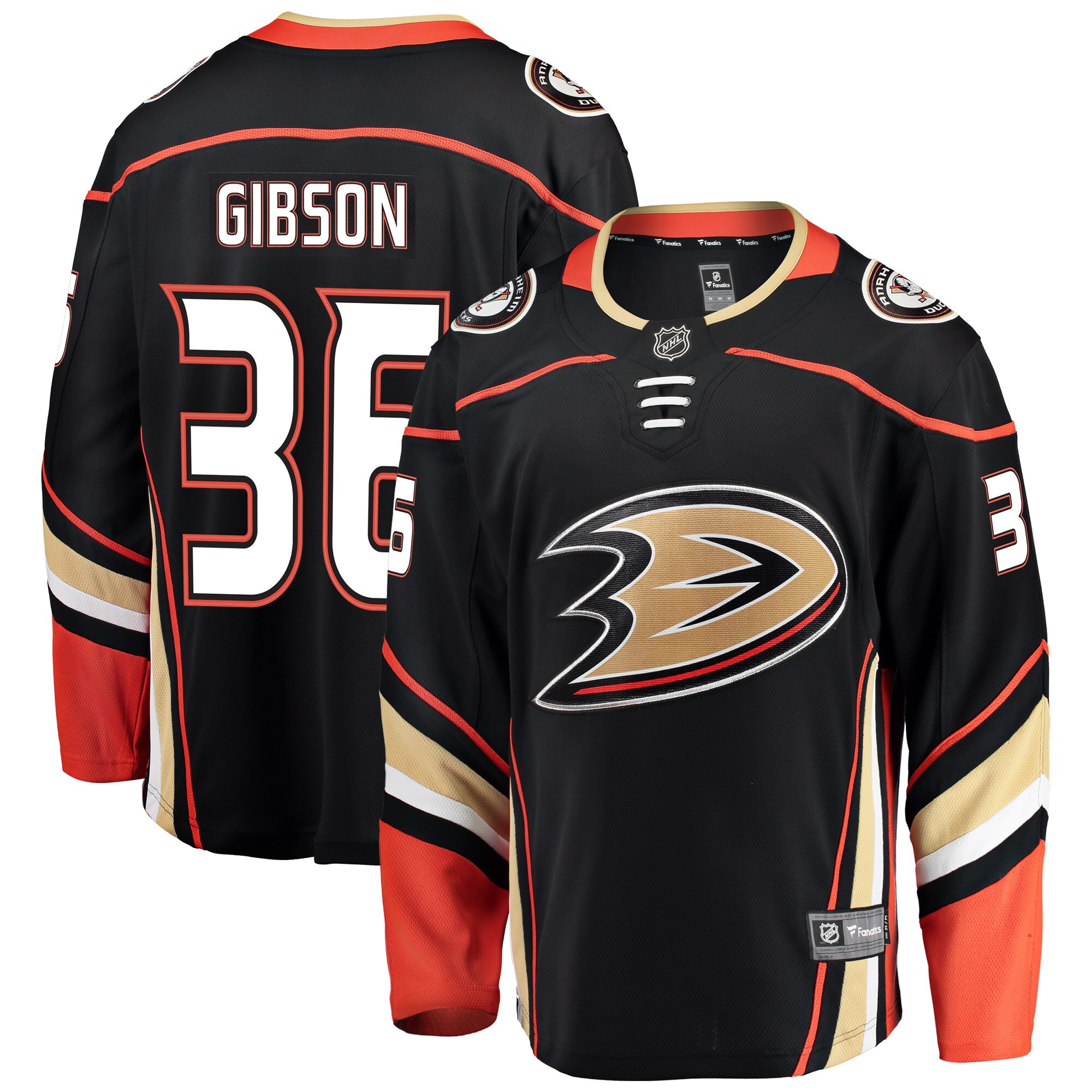 Men's Anaheim Ducks John Gibson Black Breakaway Player Jersey