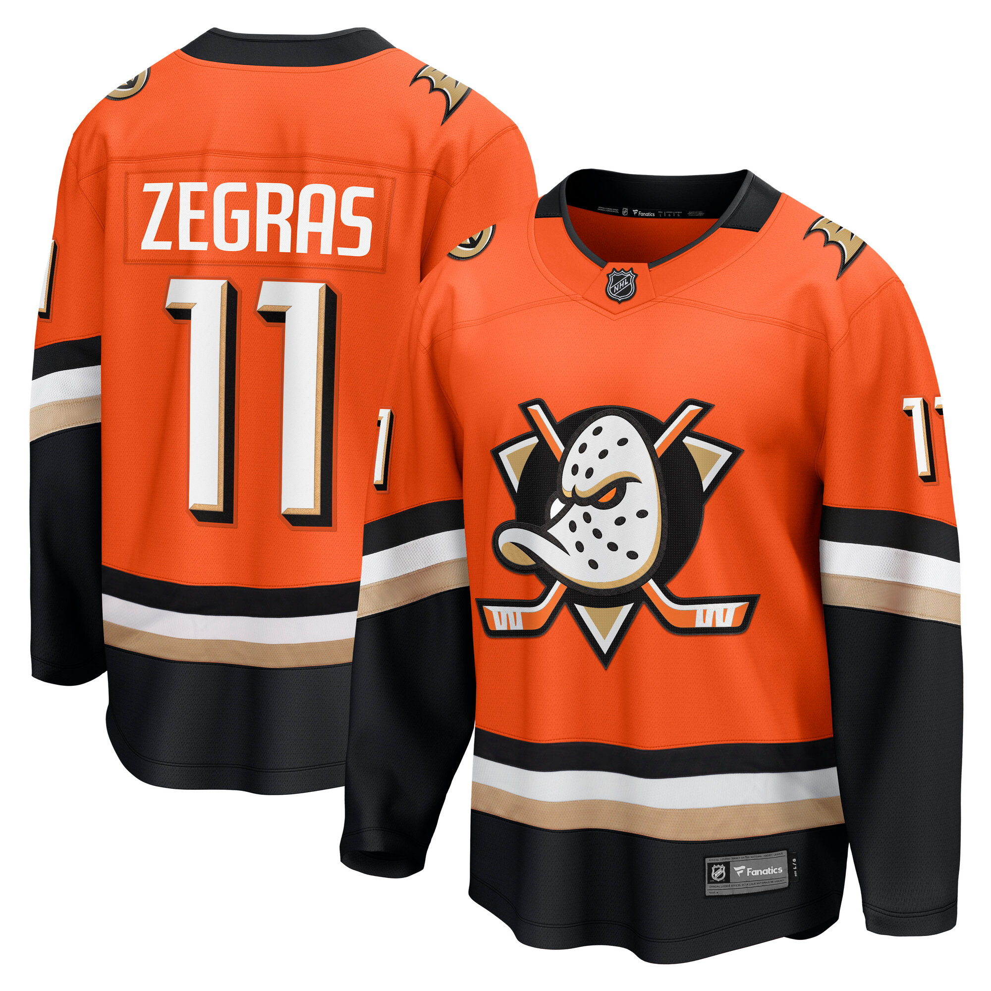 Men's Anaheim Ducks Trevor Zegras Orange Home Premier Breakaway Player Jersey