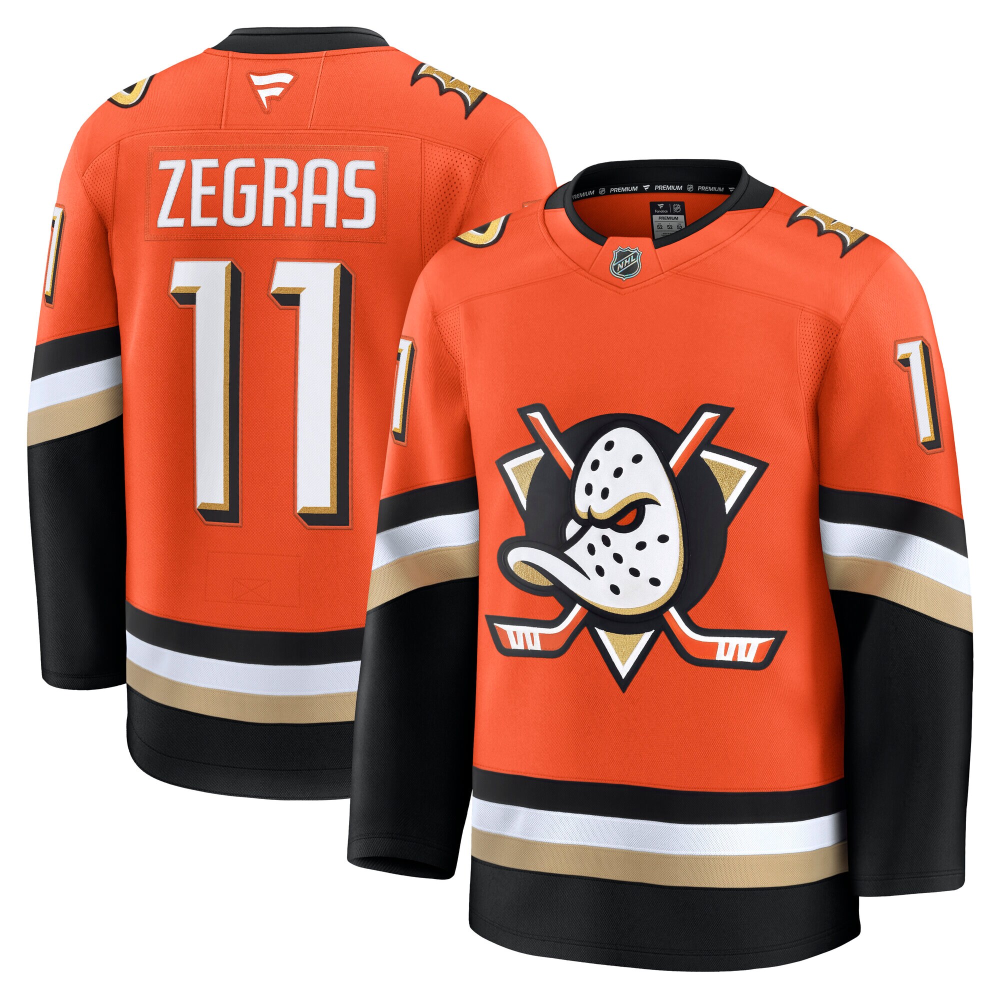 Men's Anaheim Ducks Trevor Zegras Orange Home Premium Jersey