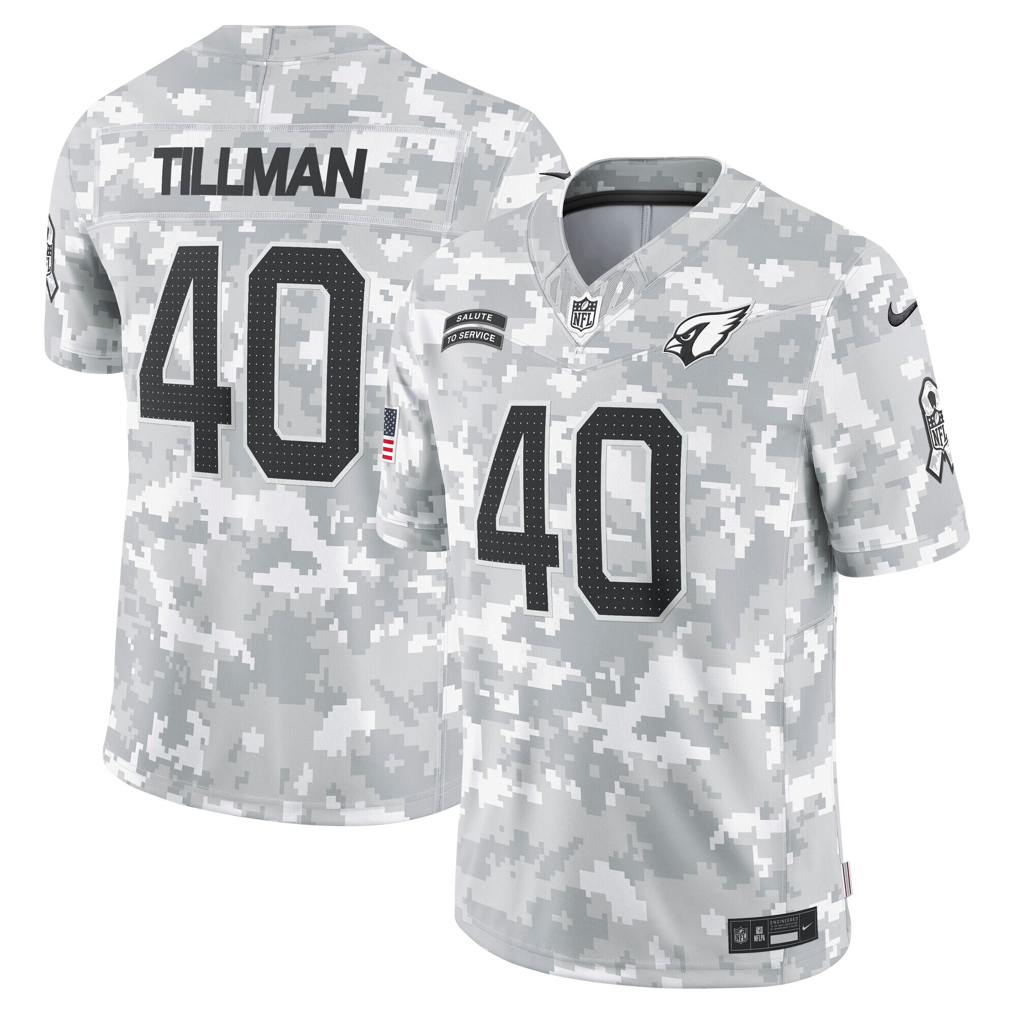 Men's Arizona Cardinals Pat Tillman Arctic Camo 2024 Salute To Service Retired Player Limited Jersey Js5916