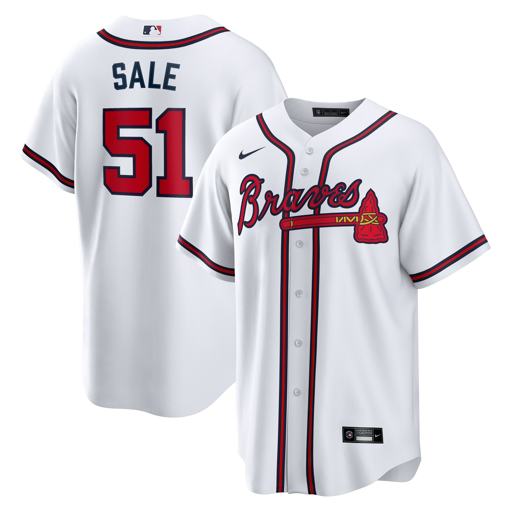 Men's Atlanta Braves Chris Sale White Home Jersey