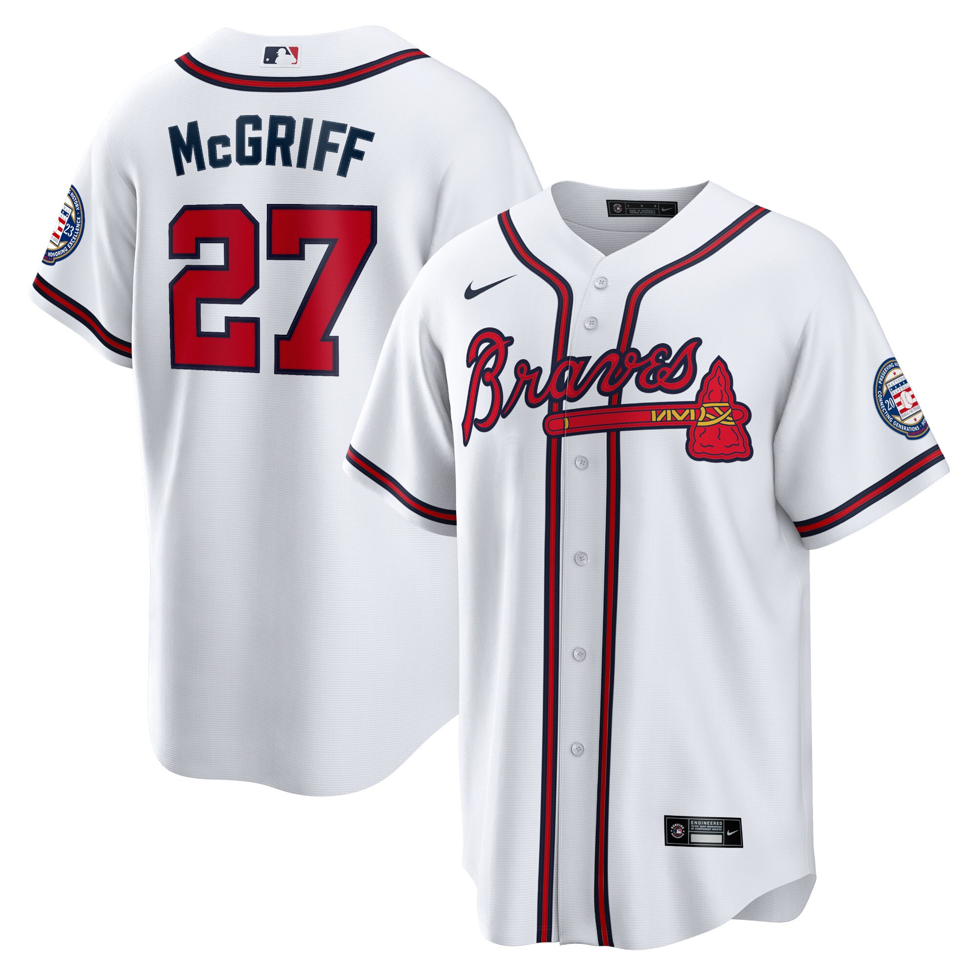 Men's Atlanta Braves Fred Mcgriff White 2023 Hall Of Fame Patch Inline Jersey