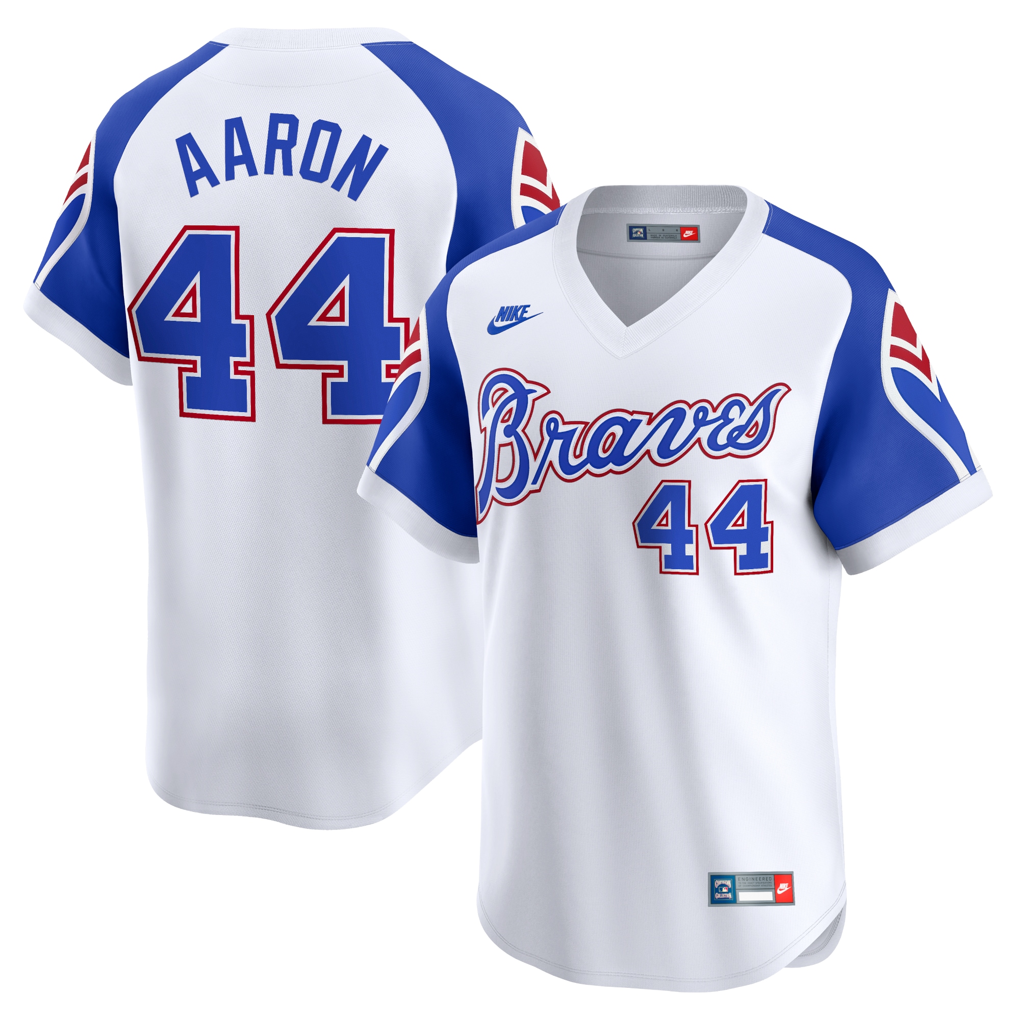 Men's Atlanta Braves Hank Aaron White Throwback Cooperstown Limited Jersey
