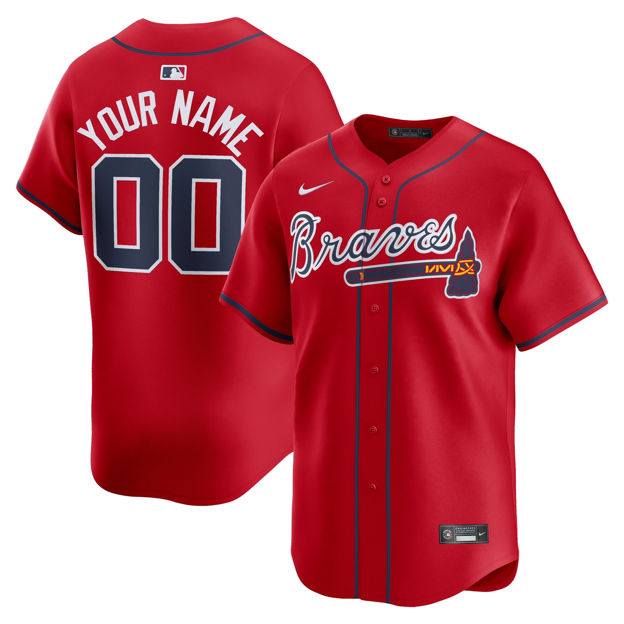Men's Atlanta Braves Red Alternate Limited Custom Jersey