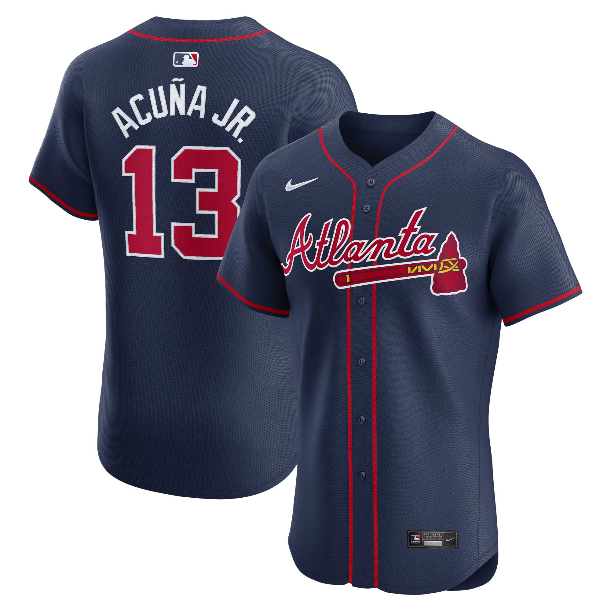 Men's Atlanta Braves Ronald Acu?a Jr. Navy Alternate Elite Player Jersey