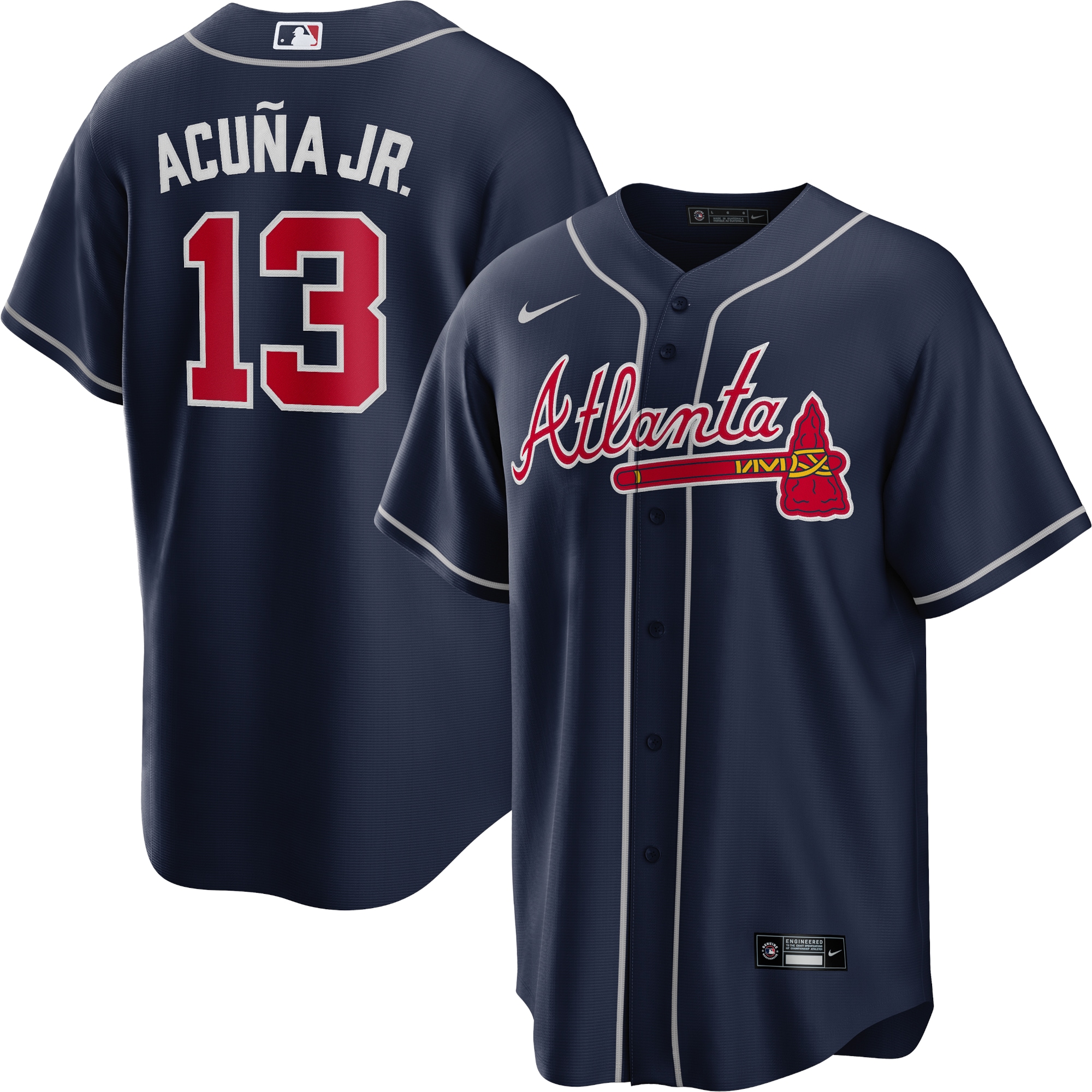 Men's Atlanta Braves Ronald Acu?a Jr. Navy Big & Tall Alternate Player Jersey