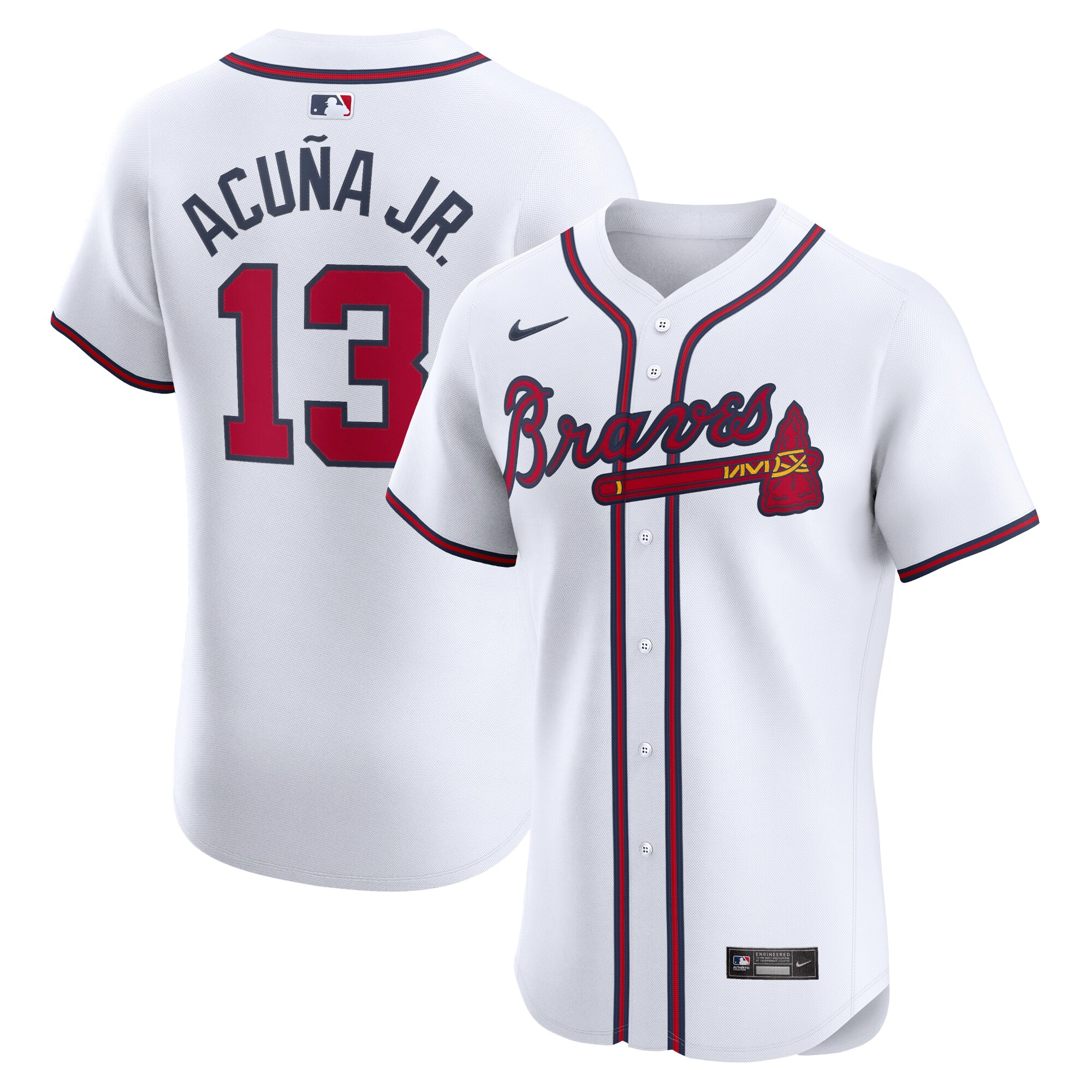 Men's Atlanta Braves Ronald Acu?a Jr. White Home Elite Jersey