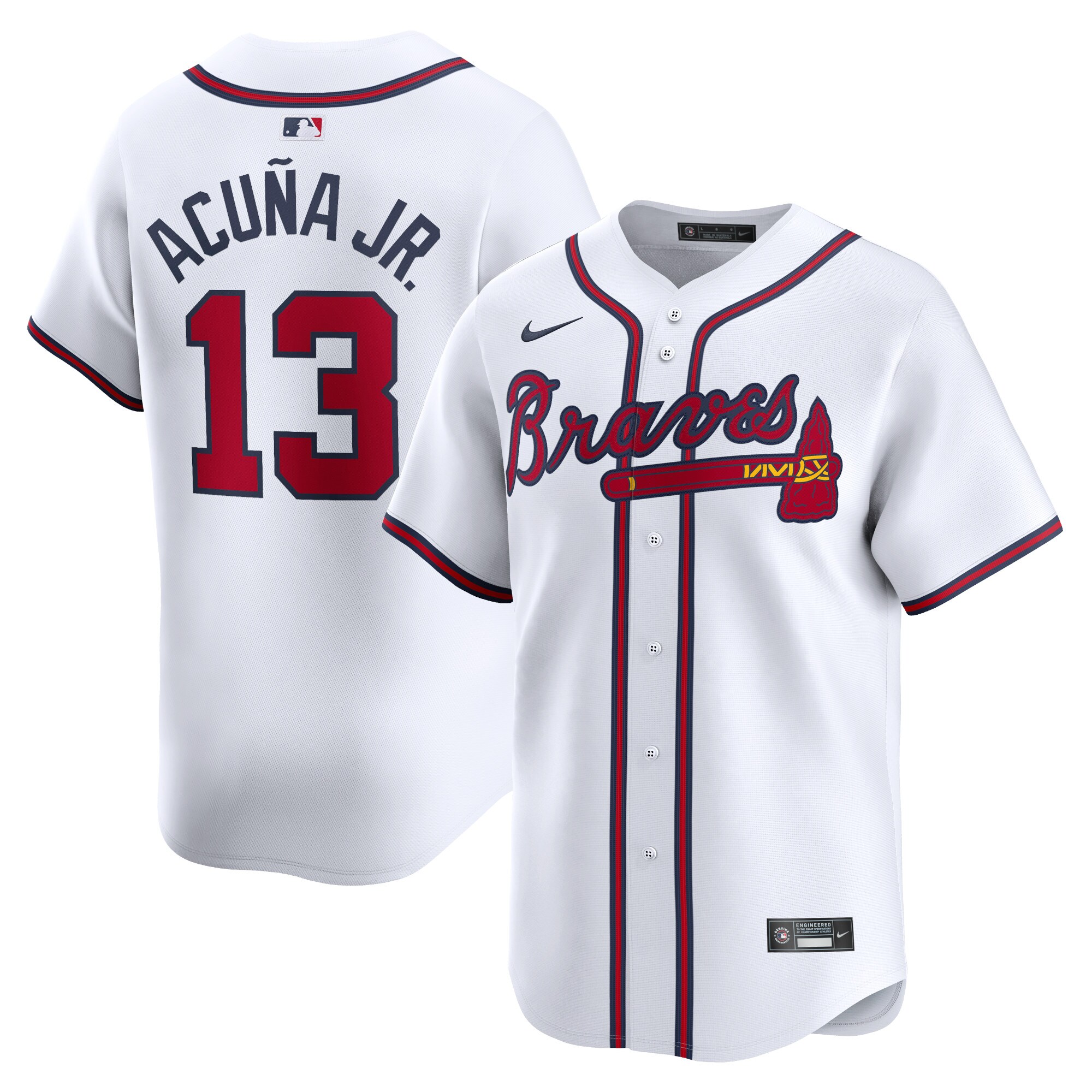 Men's Atlanta Braves Ronald Acu?a Jr. White Home Limited Player Jersey