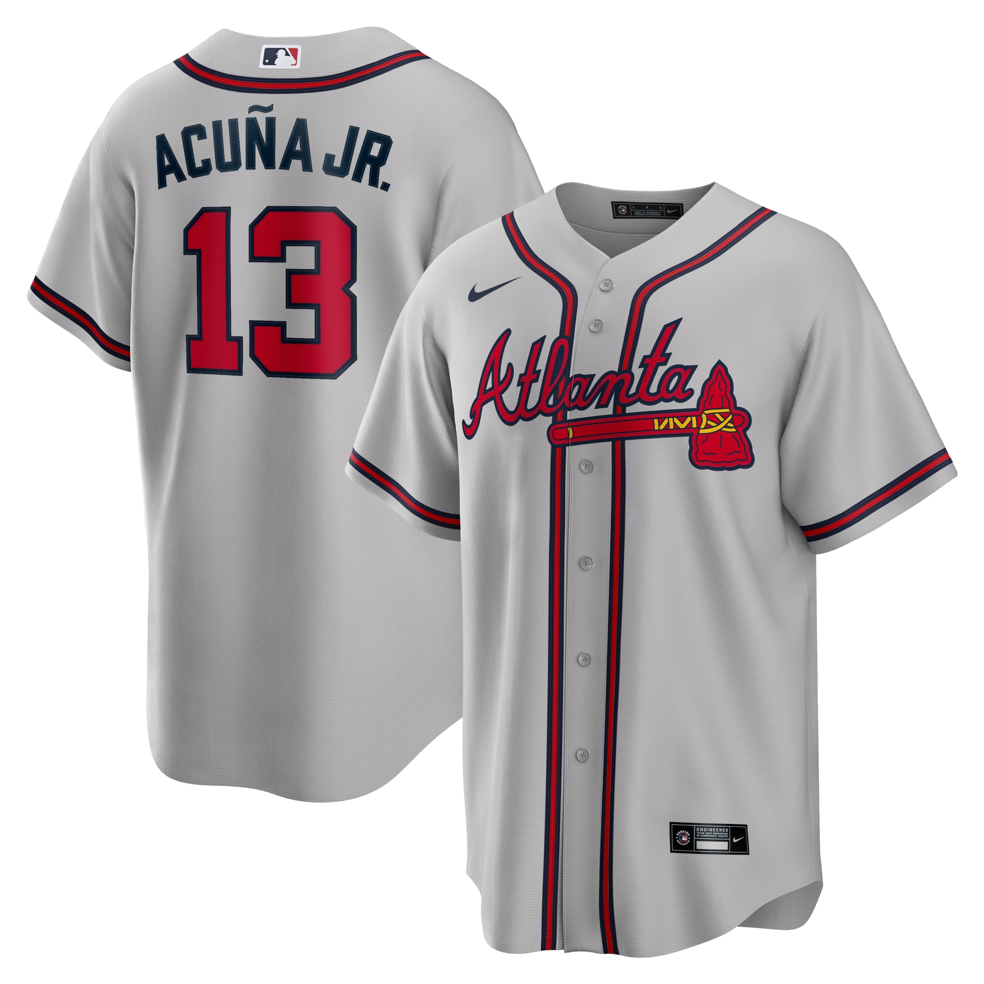 Men's Atlanta Braves Ronald Acuna Jr. Gray Road Player Name Jersey