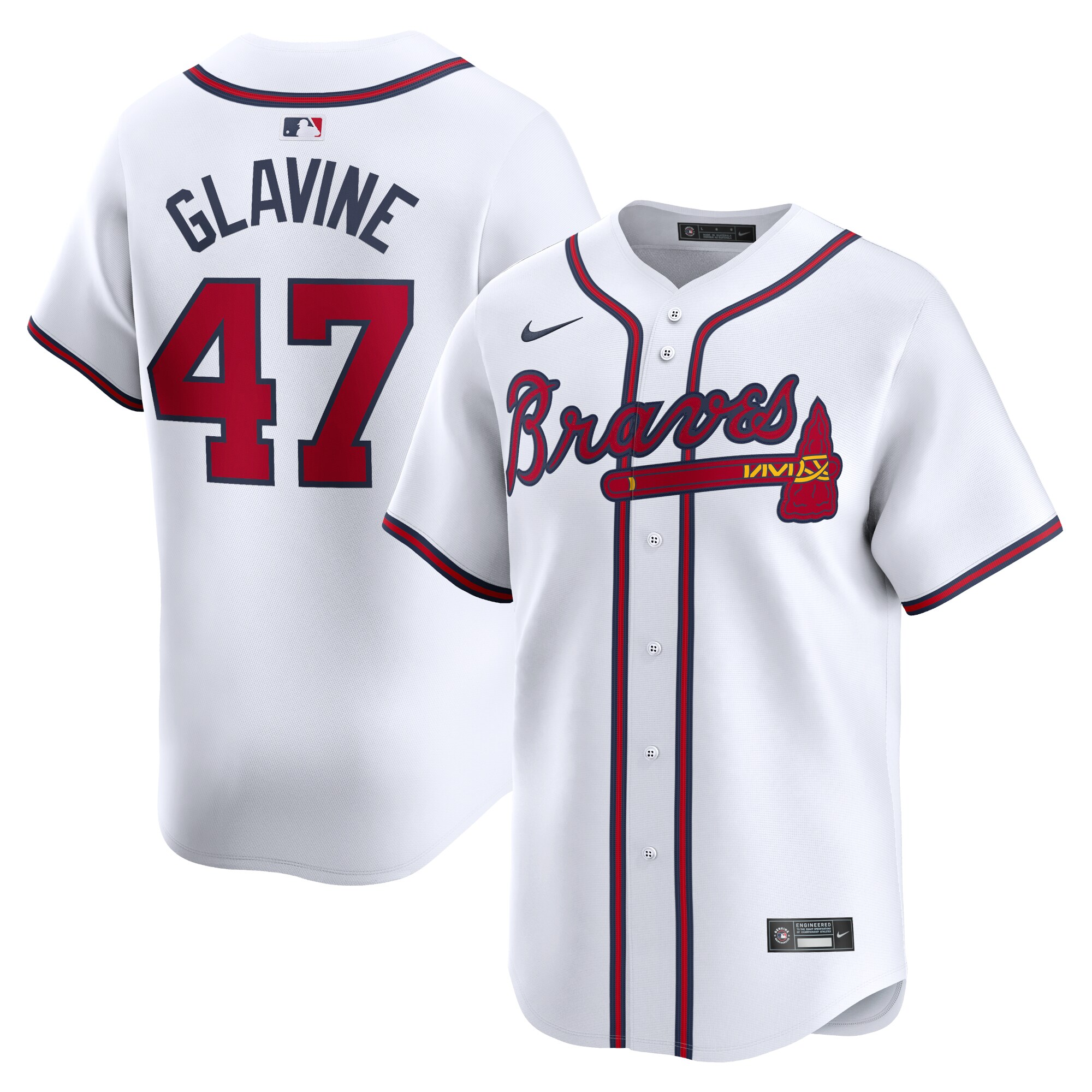 Men's Atlanta Braves Tom Glavine White Home Limited Player Jersey