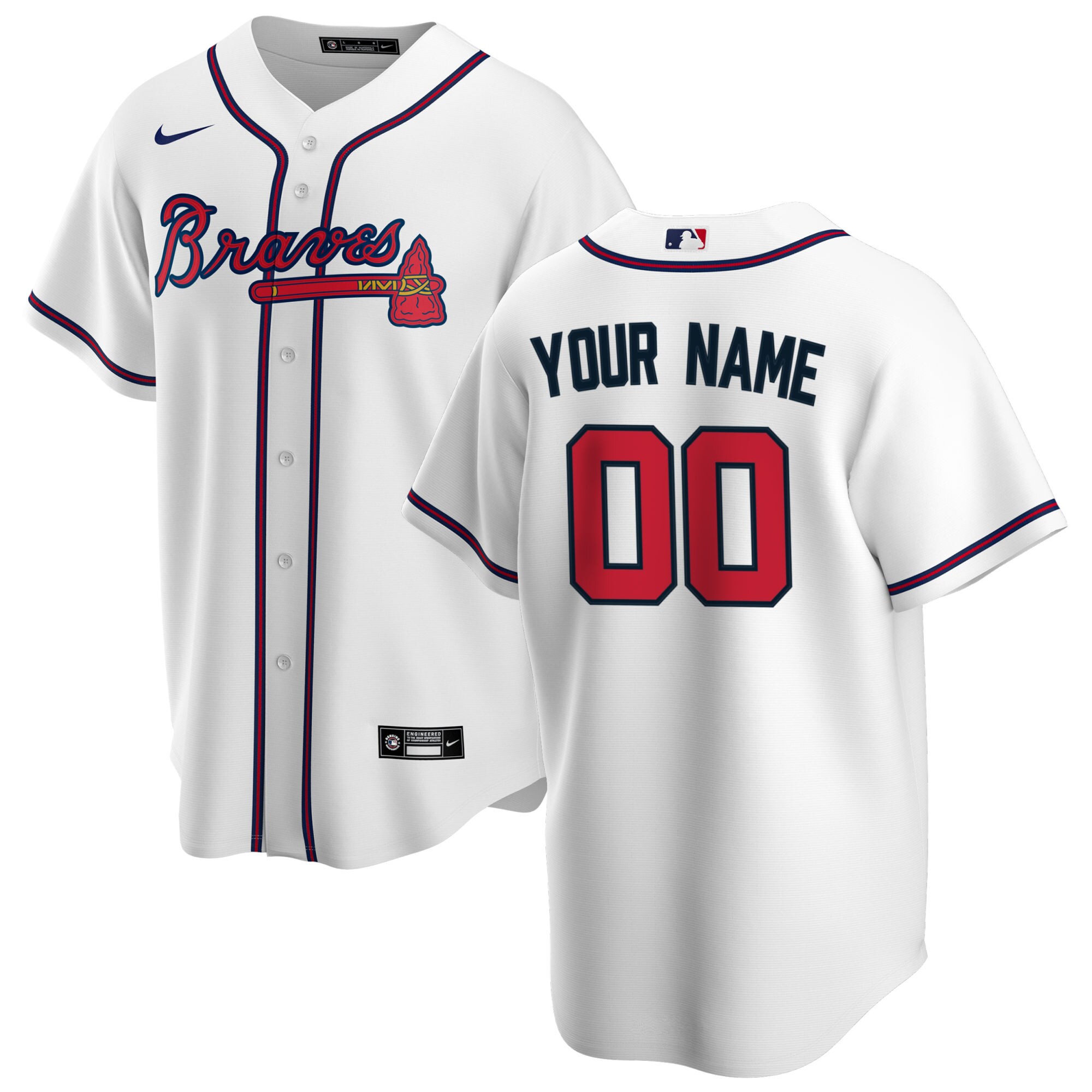 Men's Atlanta Braves White Home Custom Jersey