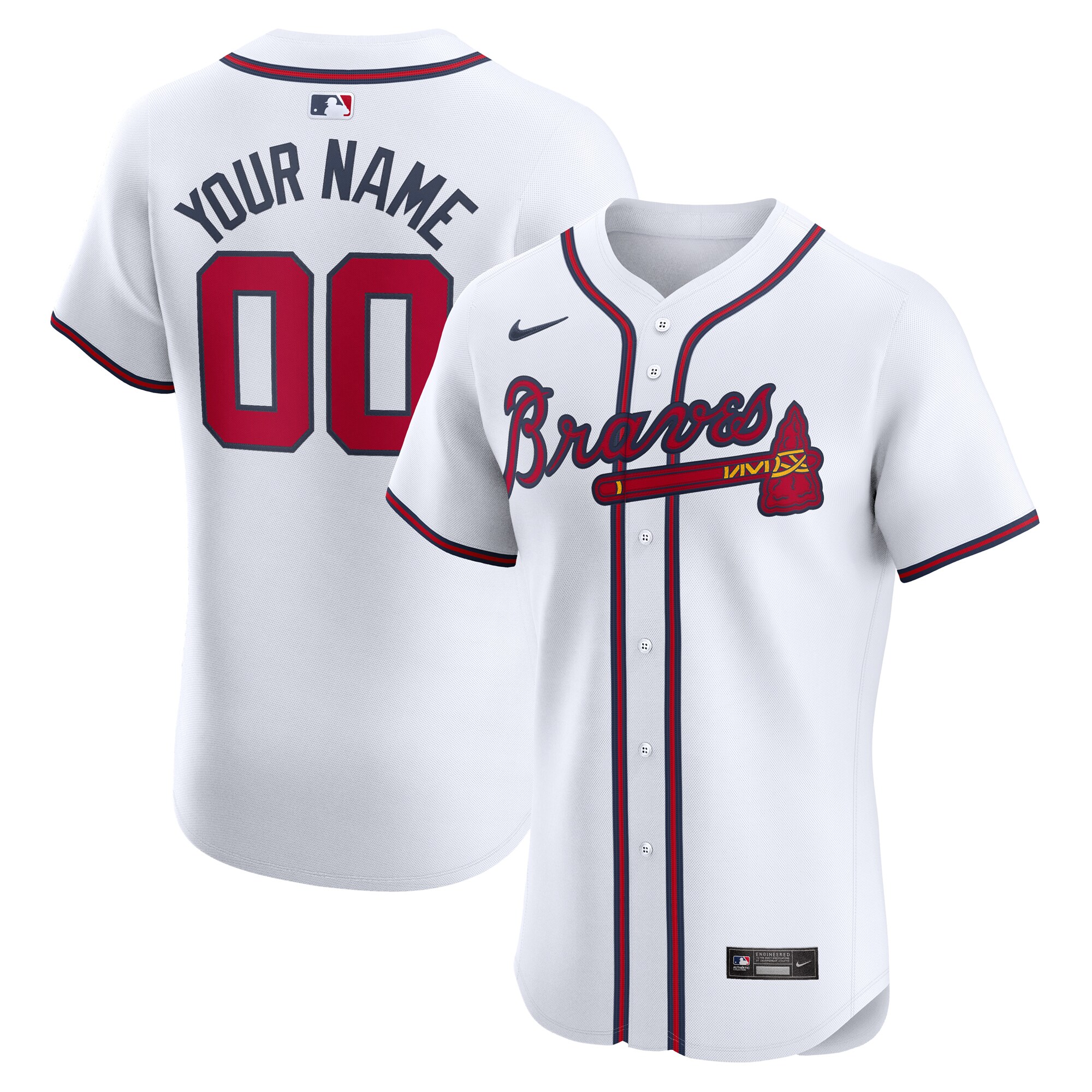 Men's Atlanta Braves White Home Elite Custom Jersey
