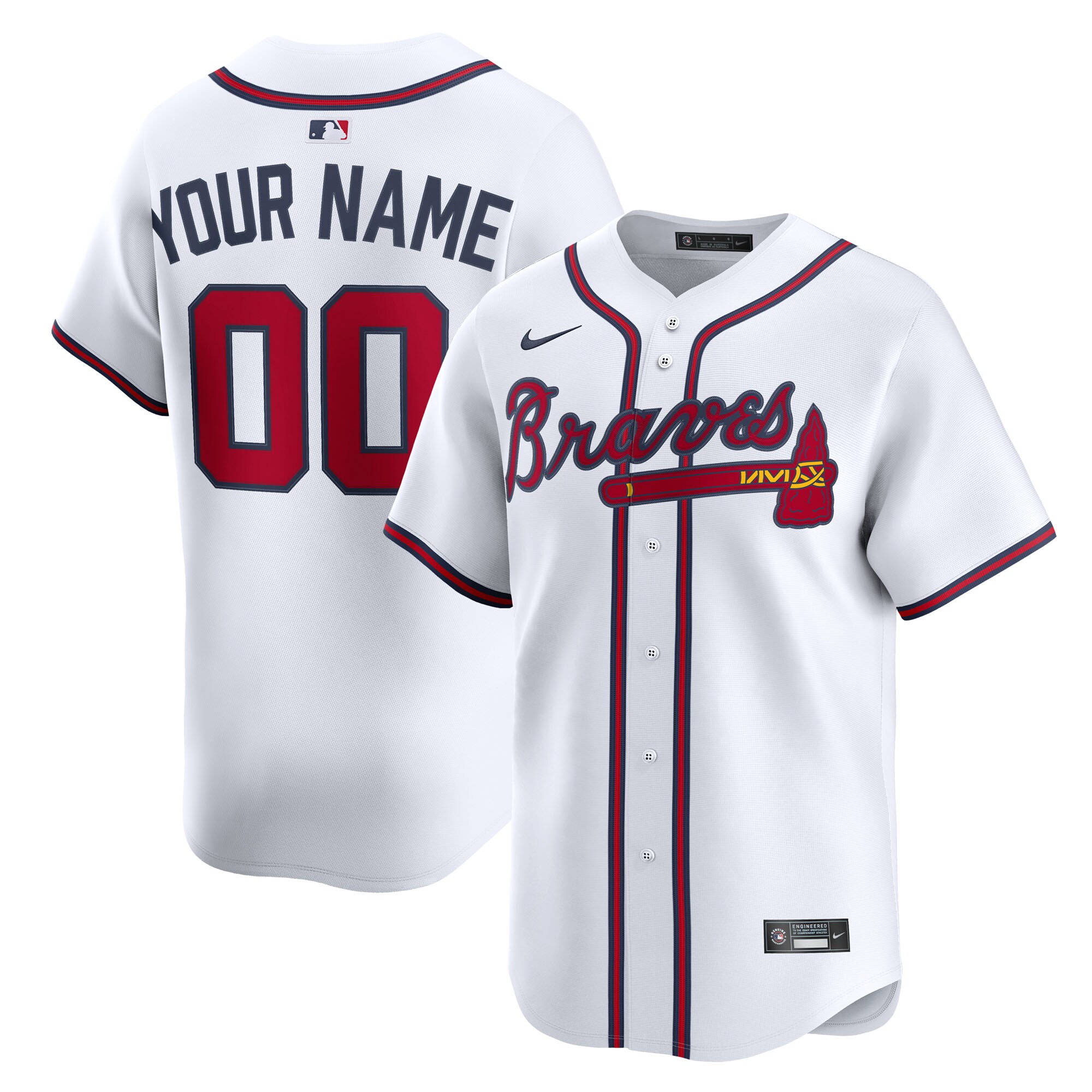 Men's Atlanta Braves White Home Limited Custom Jersey