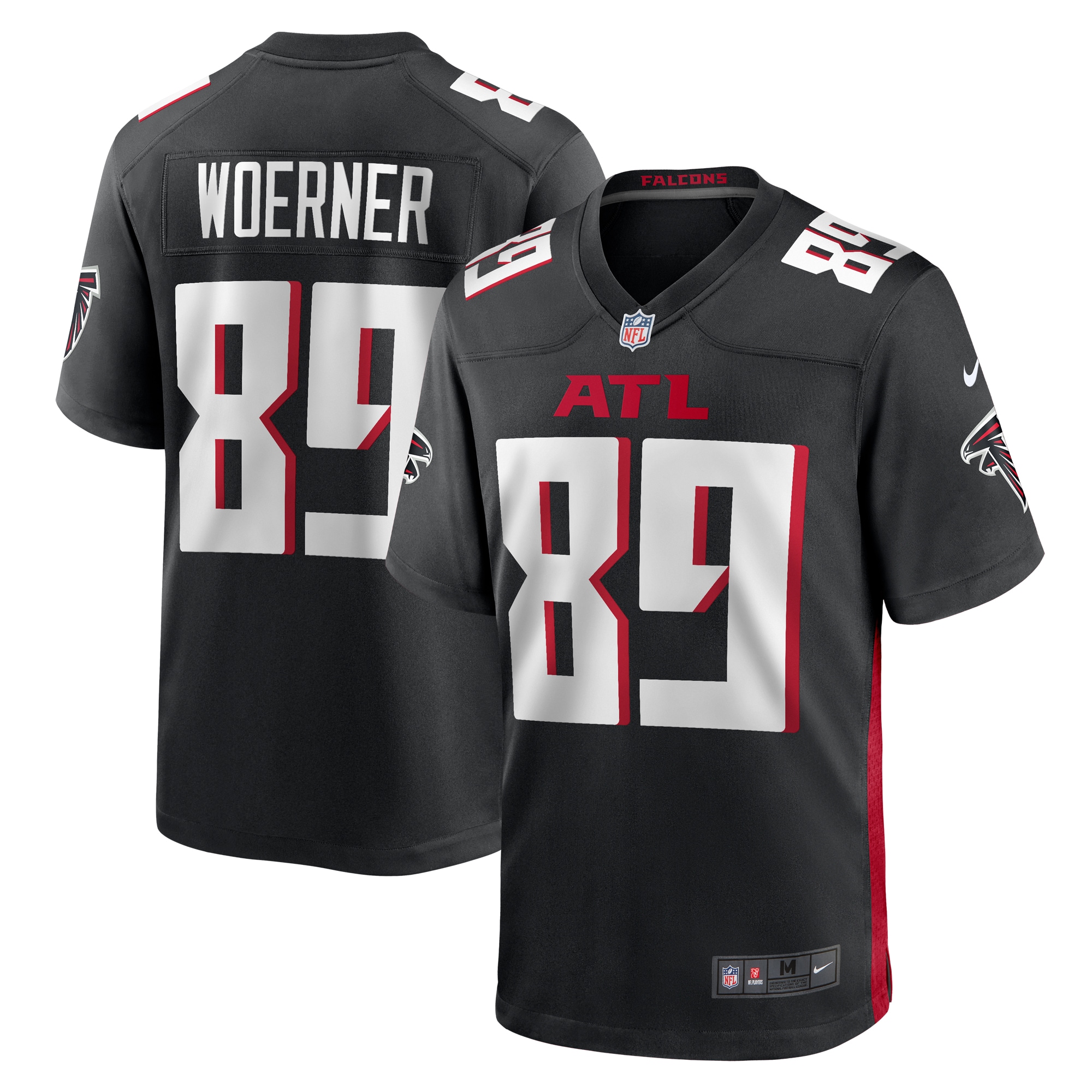 Men's Atlanta Falcons Charlie Woerner Black Game Jersey Js4606