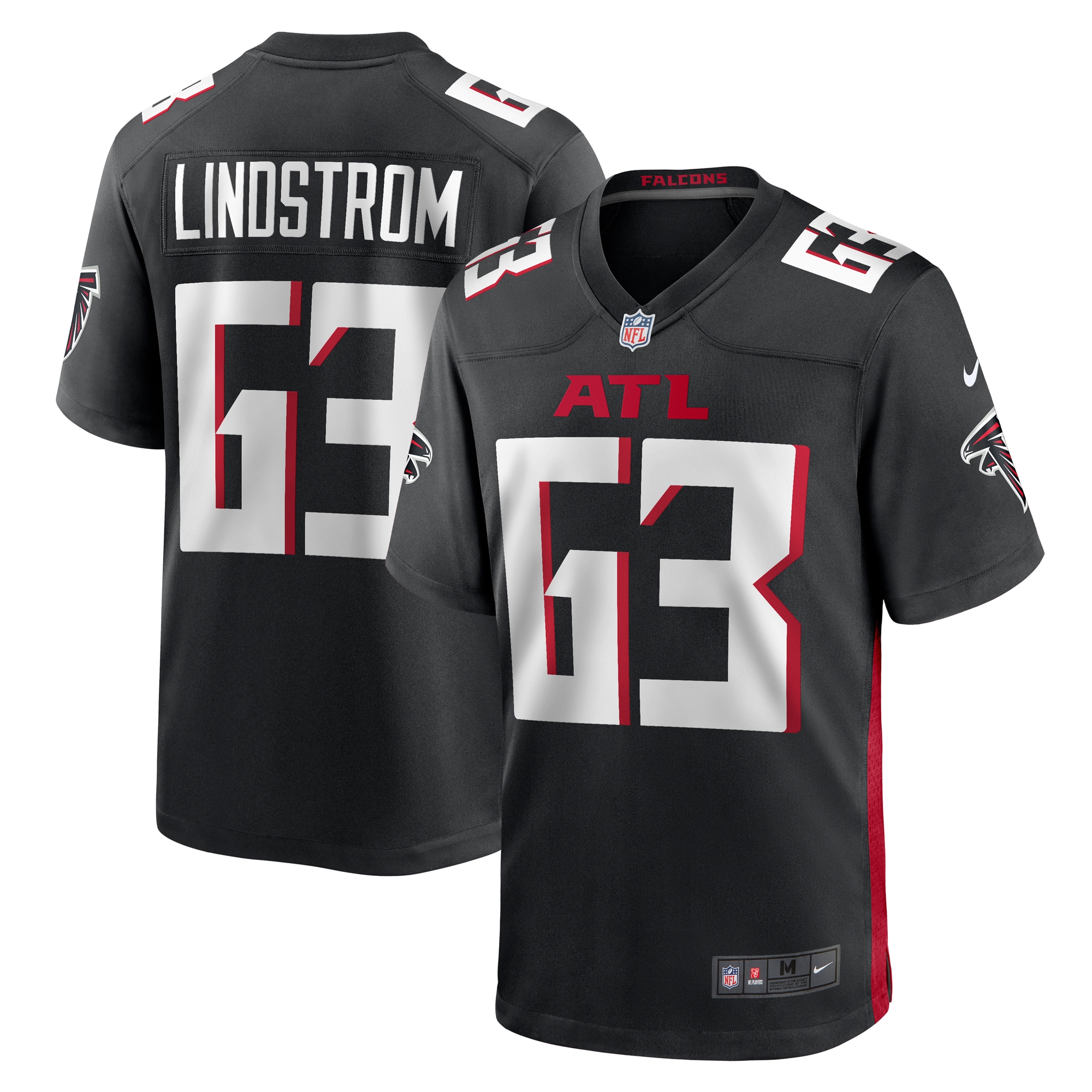 Men's Atlanta Falcons Chris Lindstrom Black Team Game Jersey Js5529