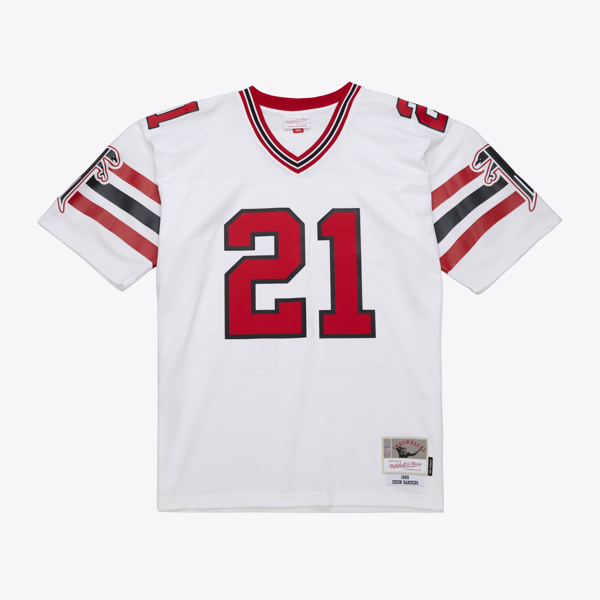 Men's Atlanta Falcons Deion Sanders Mitchell & Ness White 1989 Legacy Jersey Js8075