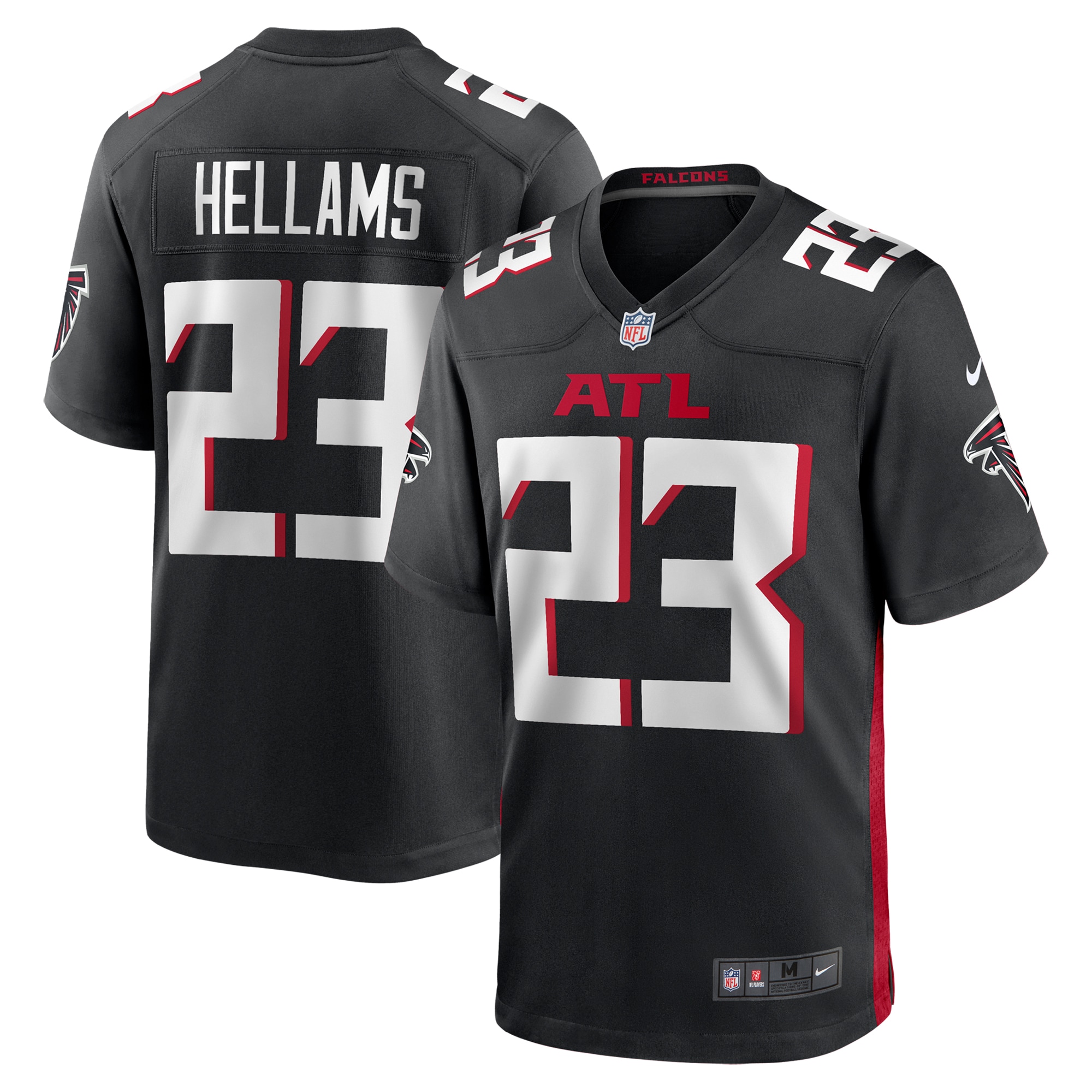 Men's Atlanta Falcons Demarcco Hellams Black Team Game Jersey Js1199