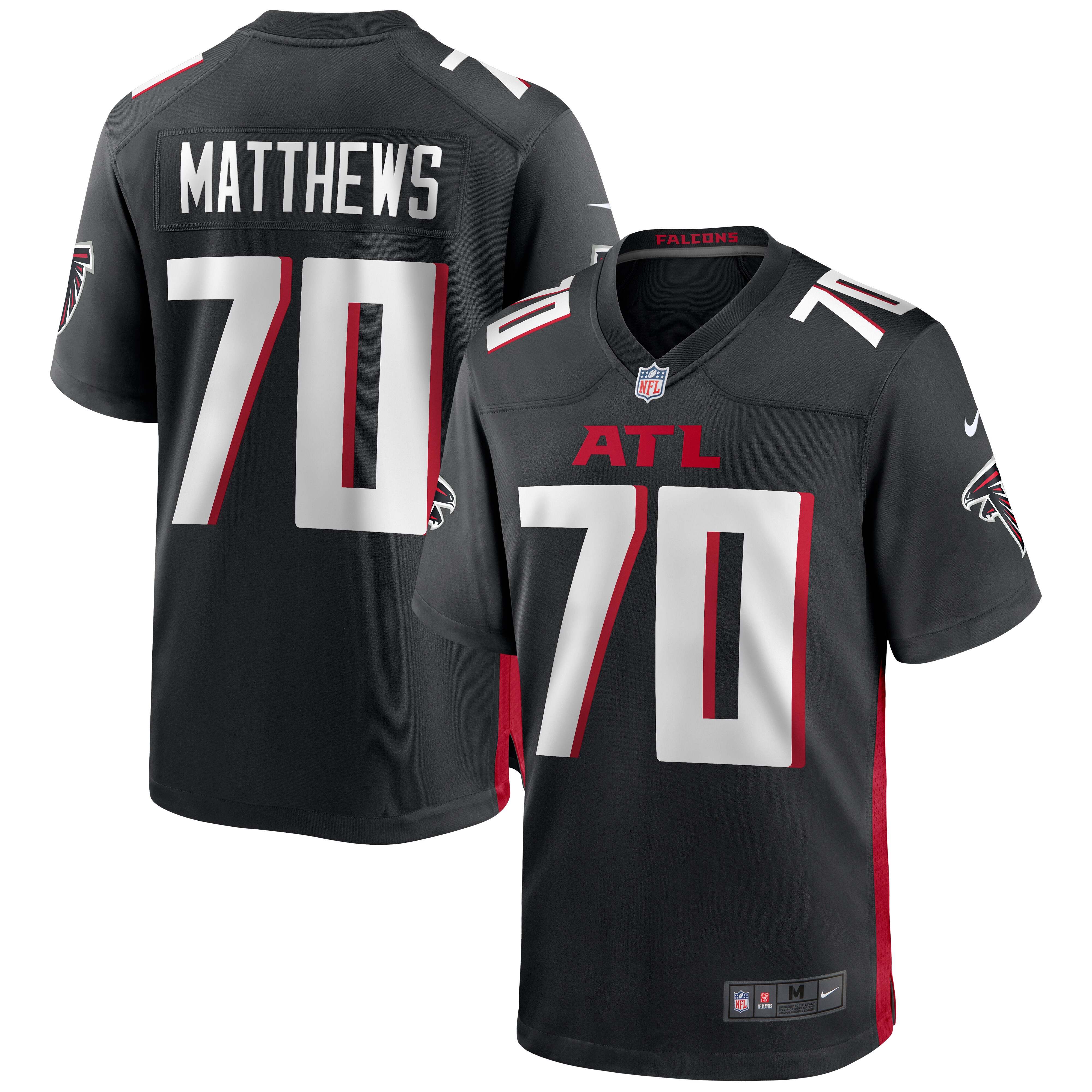 Men's Atlanta Falcons Jake Matthews Black Game Jersey Js8946