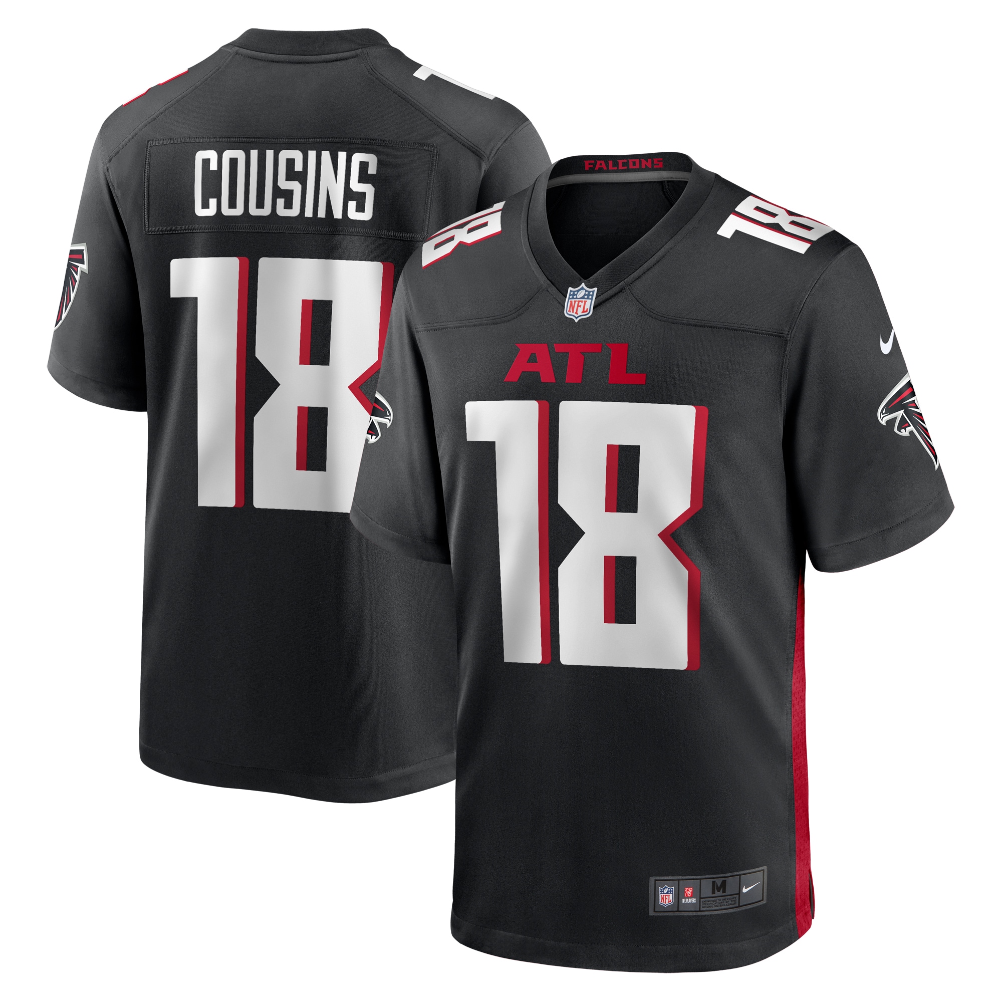 Men's Atlanta Falcons Kirk Cousins Black Game Player Jersey Js5450