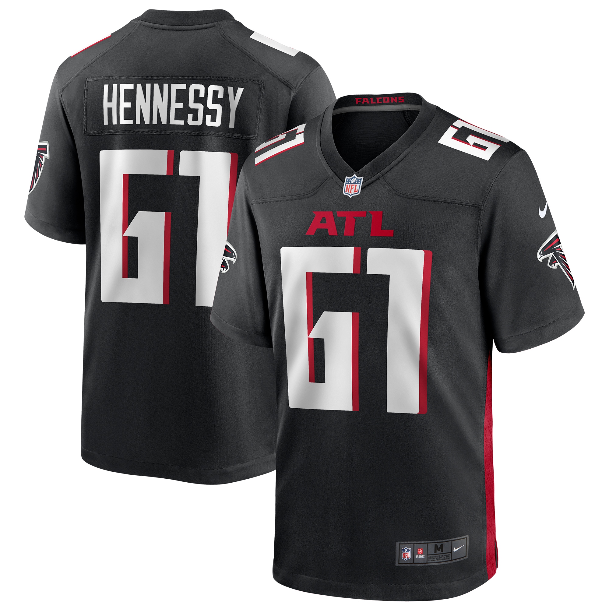 Men's Atlanta Falcons Matt Hennessy Black Player Game Jersey Js2335