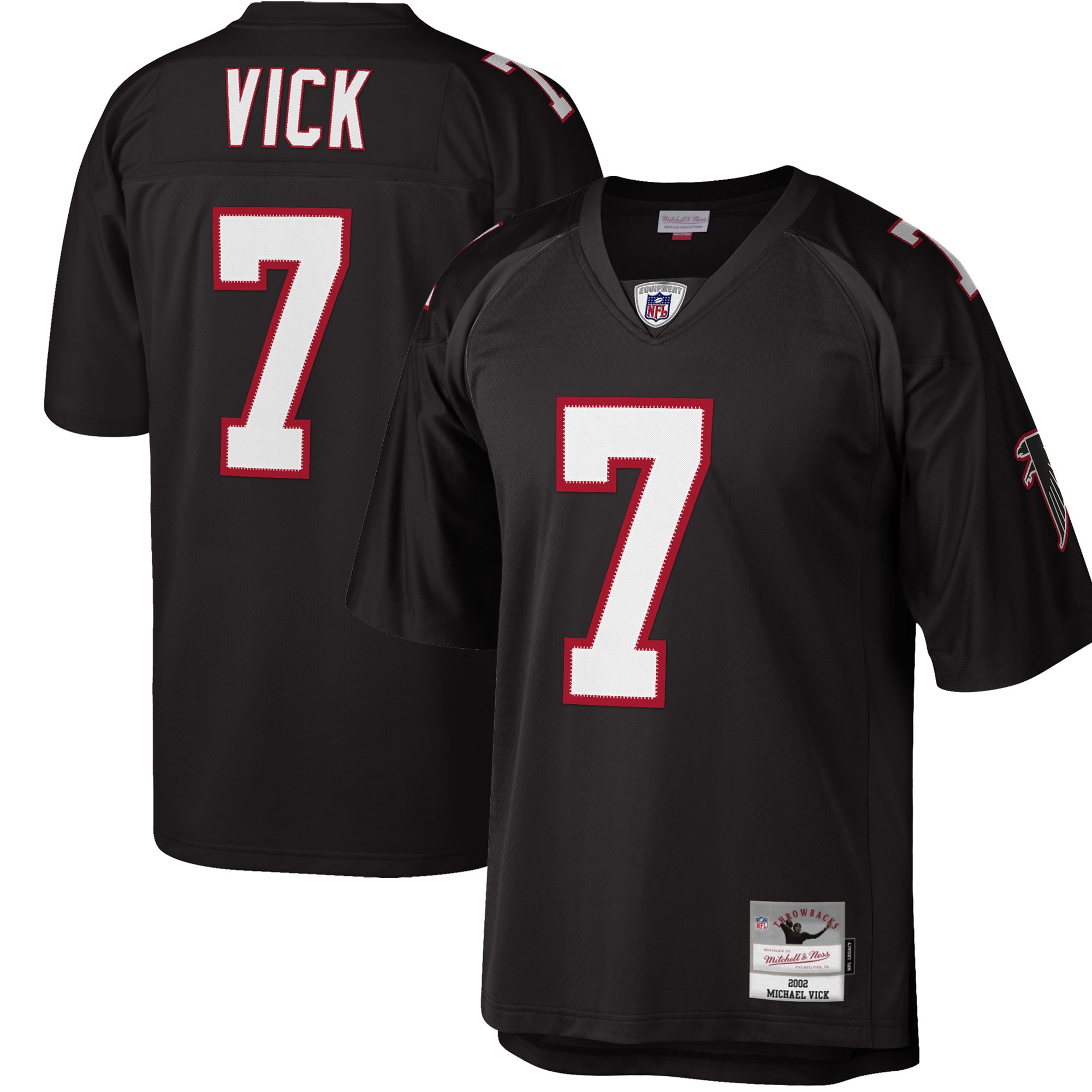 Men's Atlanta Falcons Michael Vick Mitchell & Ness Black Big & Tall 2002 Retired Player Jersey Js6284