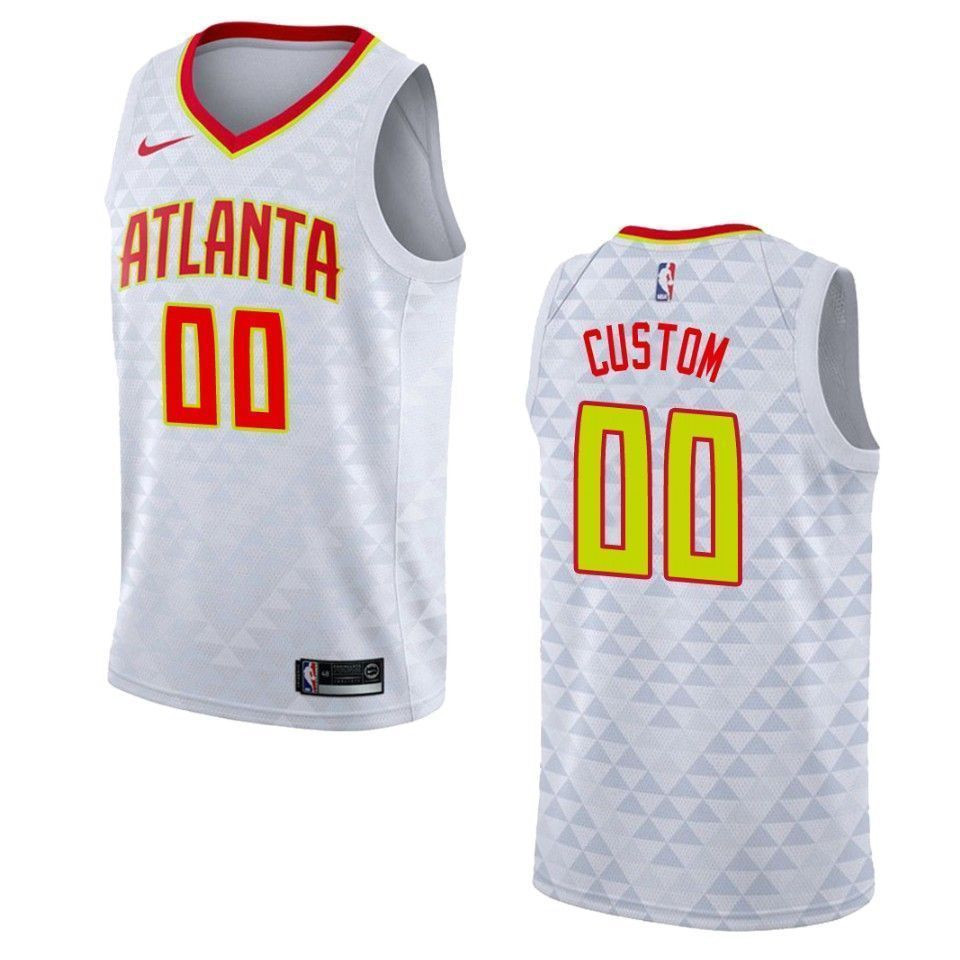 Men's Atlanta Hawks 00 Custom Association Swingman Jersey - White