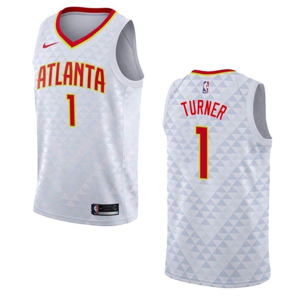 Men's Atlanta Hawks 1 Evan Turner Association Swingman Jersey - White
